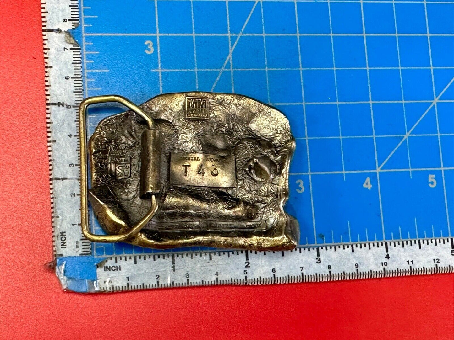 Adorable Chipmunk on tree branch vintage belt buckle by M&M Chicago
