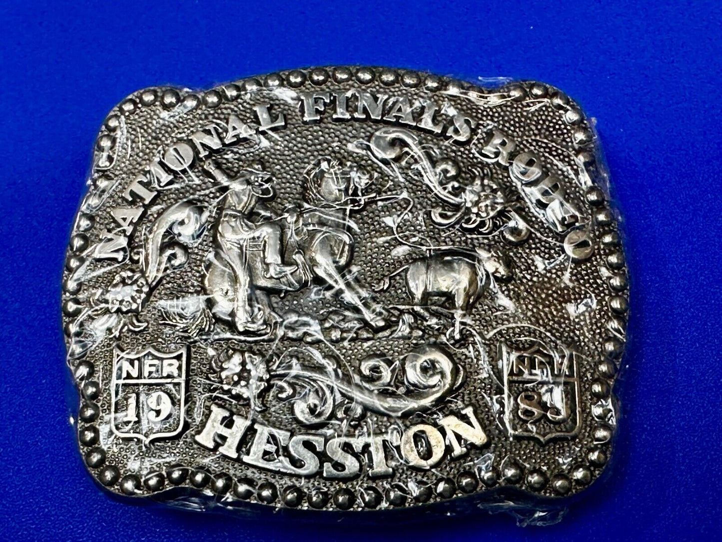 1985 NFR National Finals Rodeo NOS Youth Size Hesston Belt Buckle