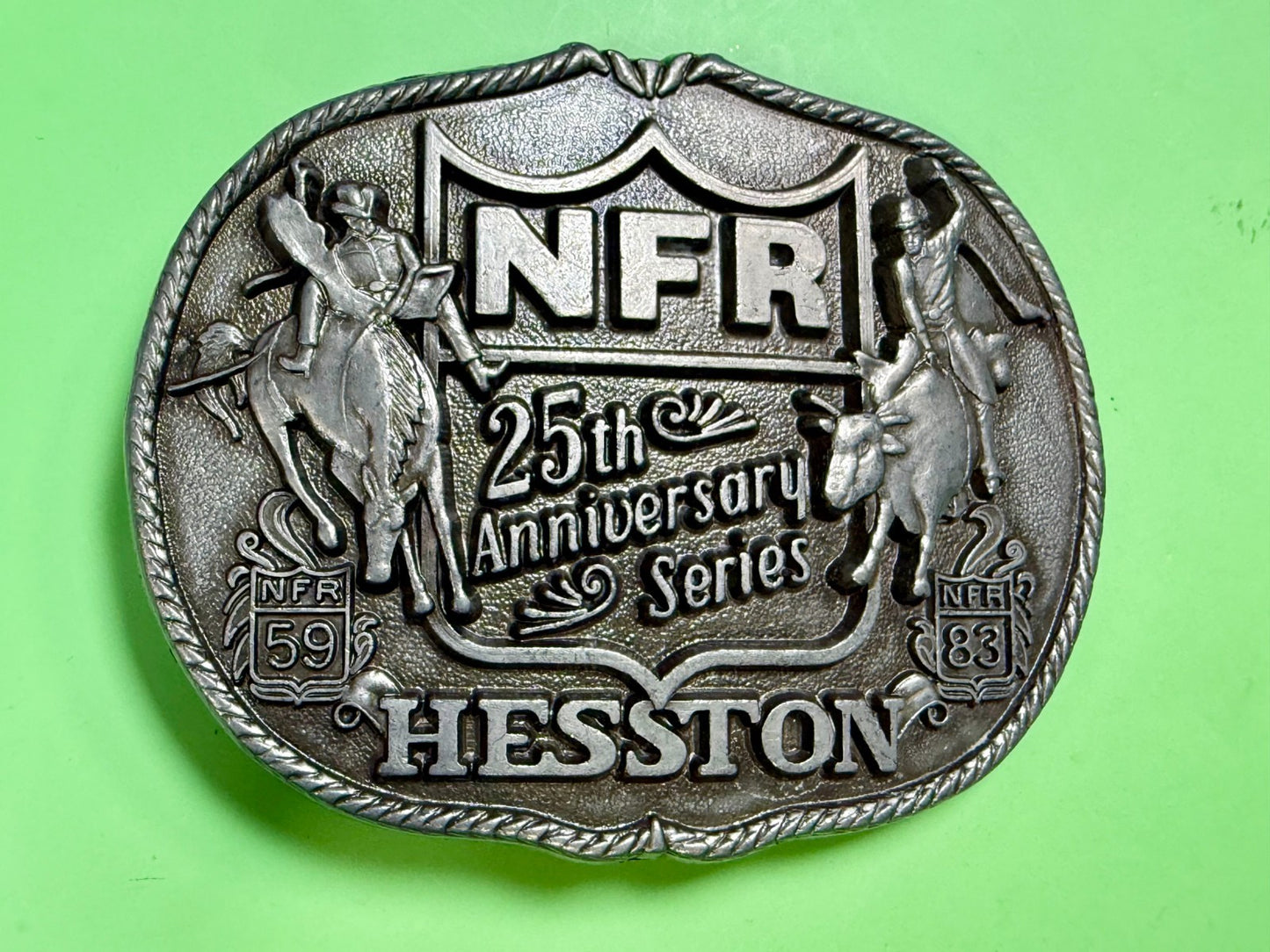 1983 Hesston Nfr National Finals Rodeo Cowboys 25Th Anniversary Belt Buckle