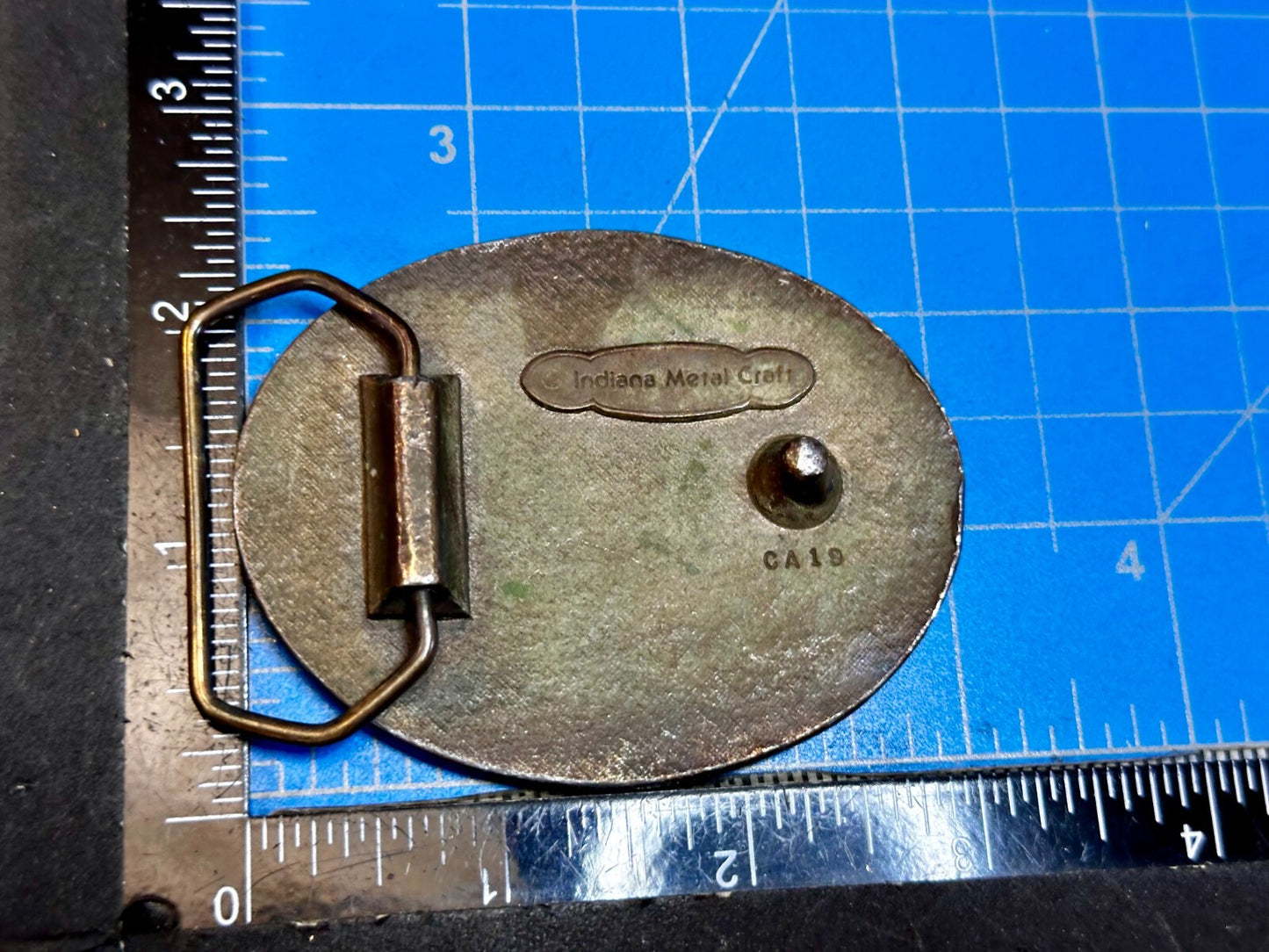 1957 Corvette Chevy Car Collector Brass Tone Indiana Metal Craft Belt Buckle