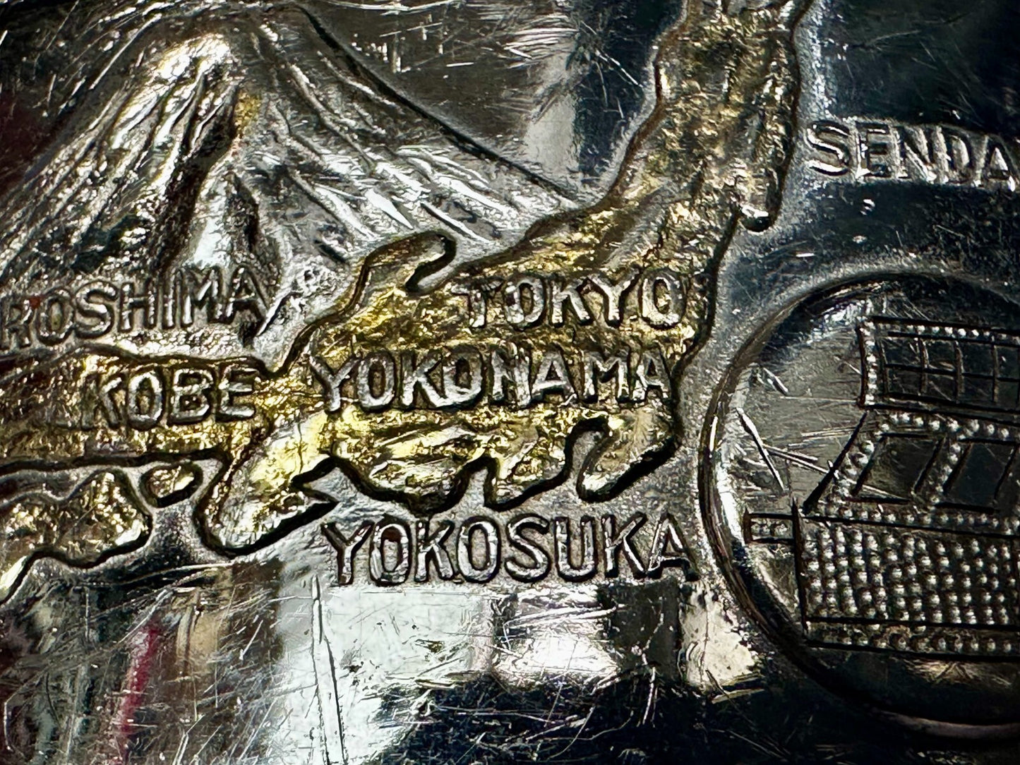 USN United State Navy Japan Korea Map Military Style Ratchet Belt Buckle