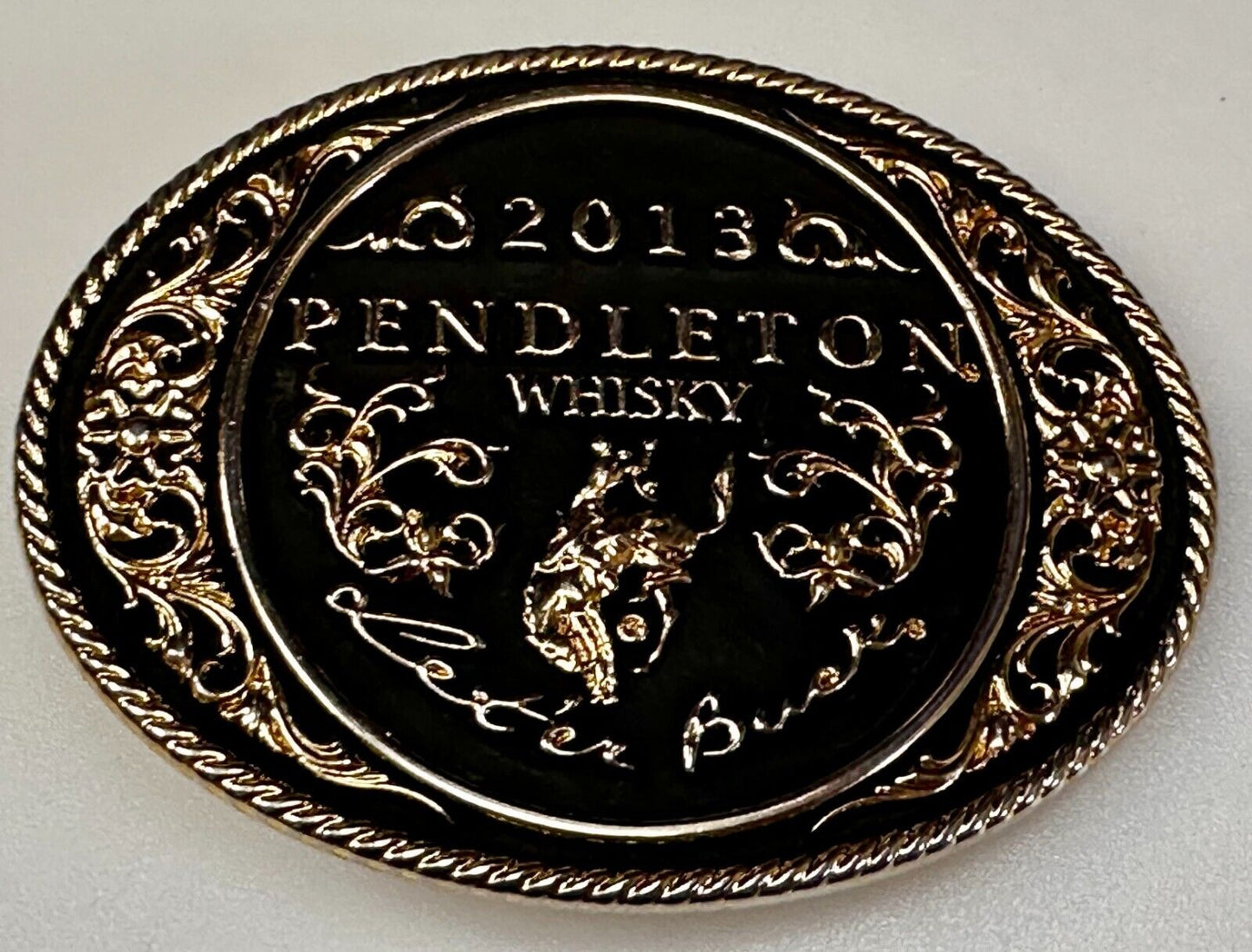 2013 Pendleton Whiskey Let'er Buck Rodeo Cowboy Montana Silversmiths Belt Buckle