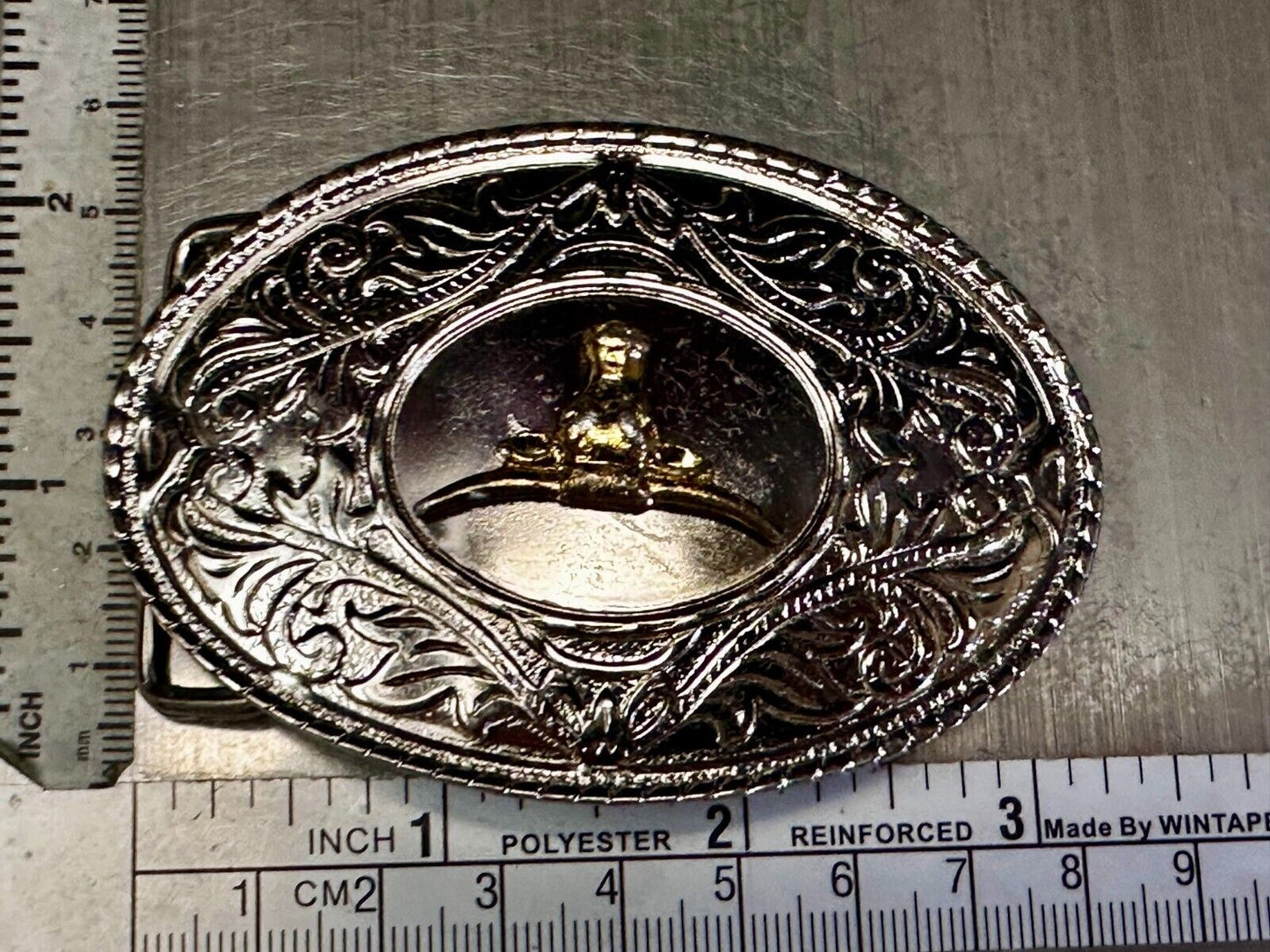 Texas Longhorn Vintage Ornate Cowboys Cowgirls Western Two Tone Belt Buckle
