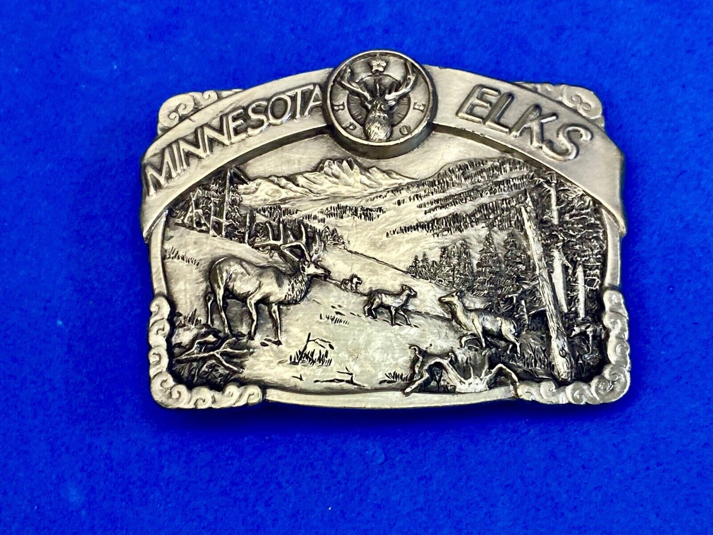 Vintage 1985 The Great State of Minesota - Elks club commemorative belt buckle