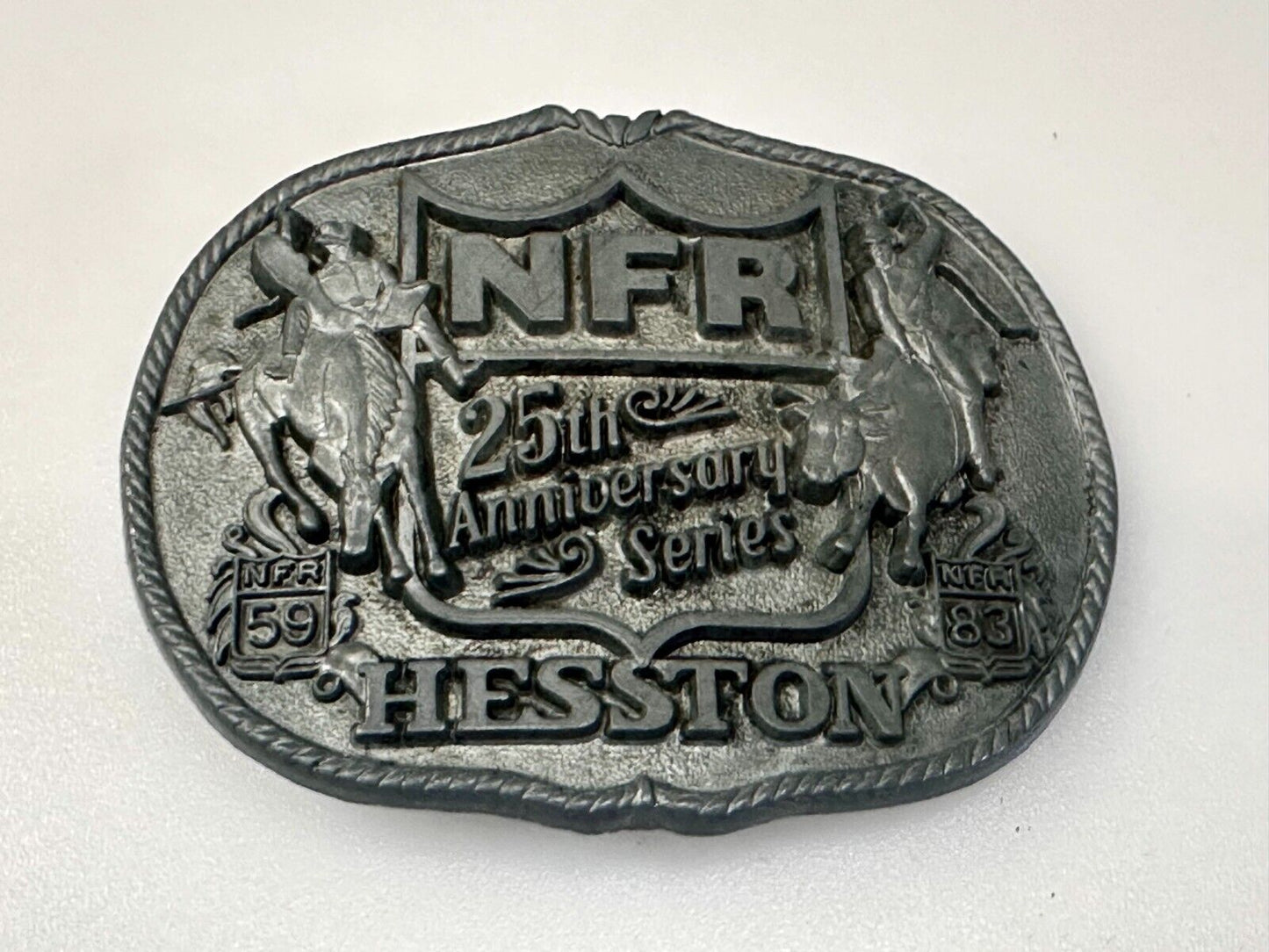 1983 25th Anniversary Hesston NFR National Finals Rodeo Western Belt Buckle