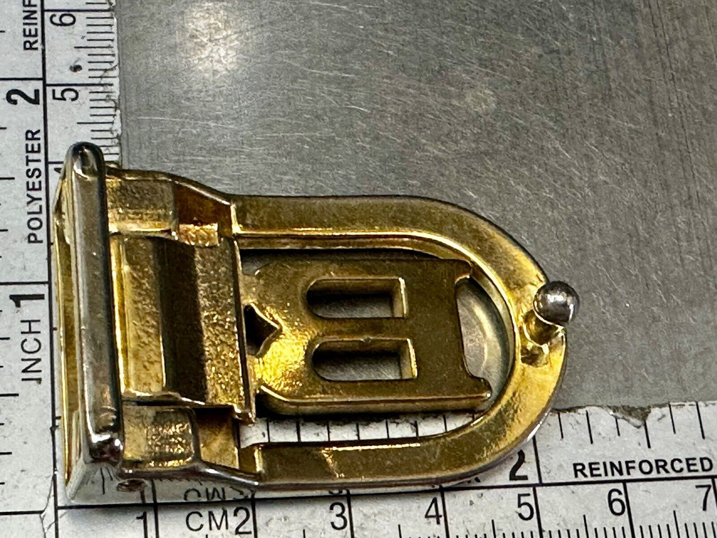 B - Letter Initial Monogram Vintage Gold tone swing arm small belt buckle