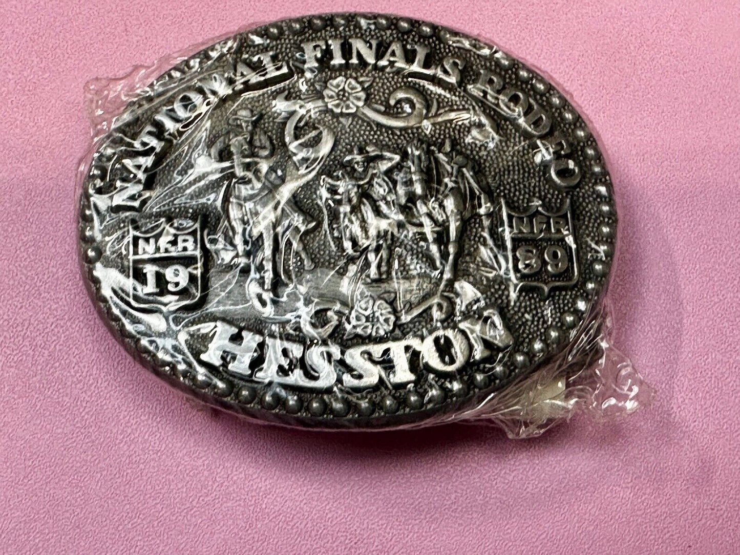 1989 NFR National Finals Rodeo NOS Youth Size Hesston Commemorative Belt Buckle