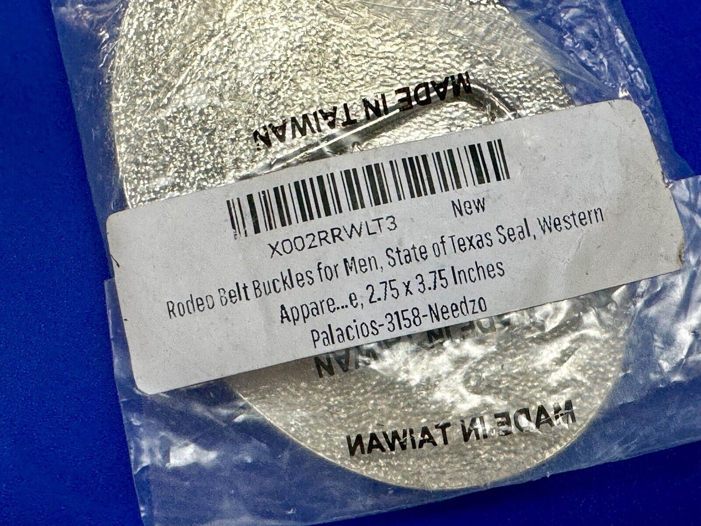 The Great State of Texas - Lone Star Flags seal silver tone NOS belt buckle