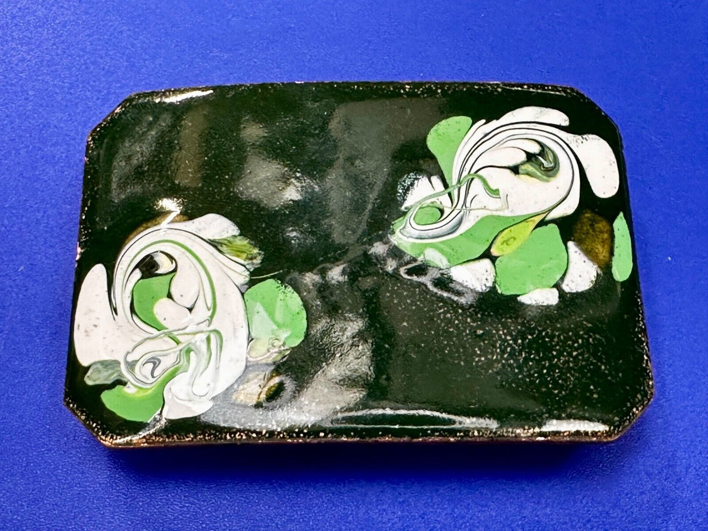 Artisan Hand Painted Abstract Flowers Enamel On Copper Belt Buckle By Wini