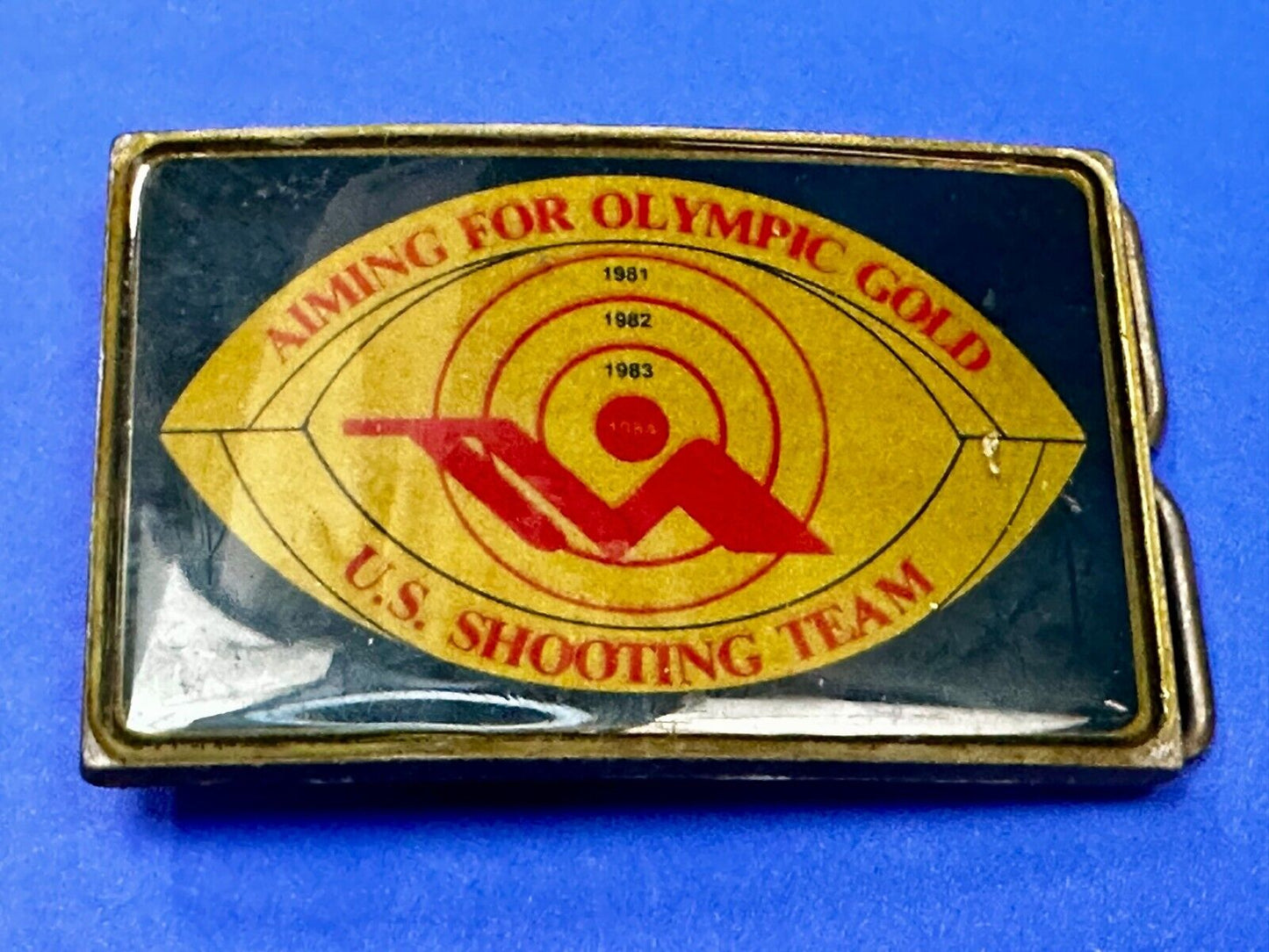 US Shooting Team Los Angeles 1984 Aiming for Olympic Gold Vintage Belt Buckle