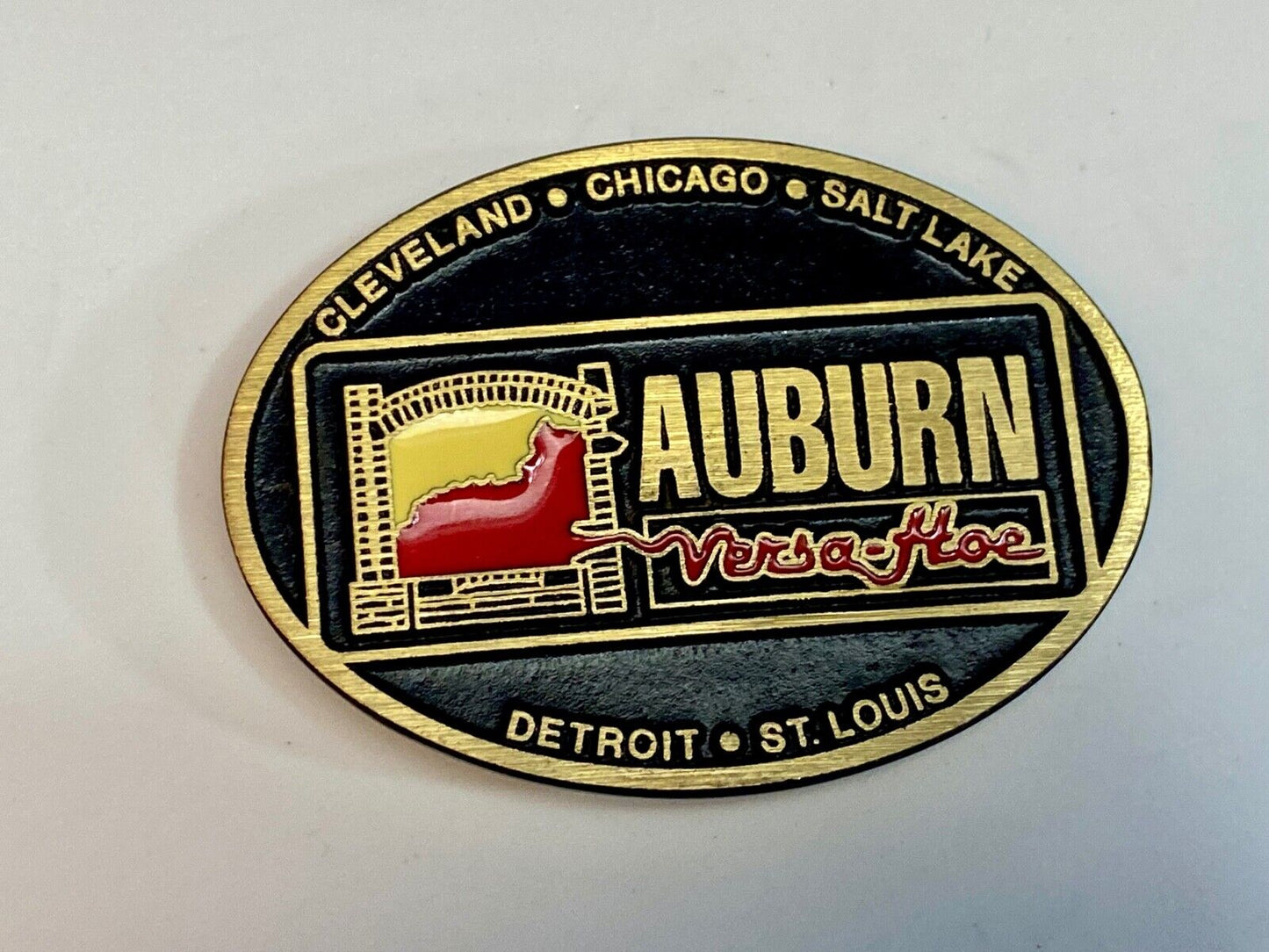 Vintage Auburn Versa Hoe Industrial Services Solid Brass Belt Buckle