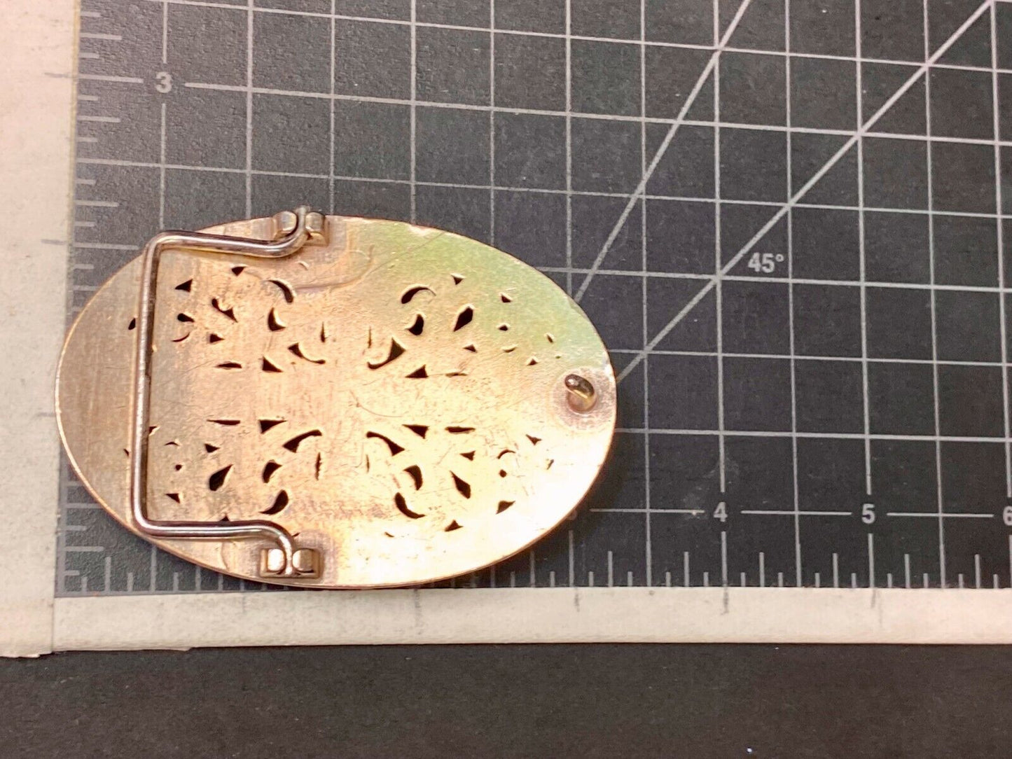 Beautiful Ornate Gold Color Western See Through Oval Belt Buckle