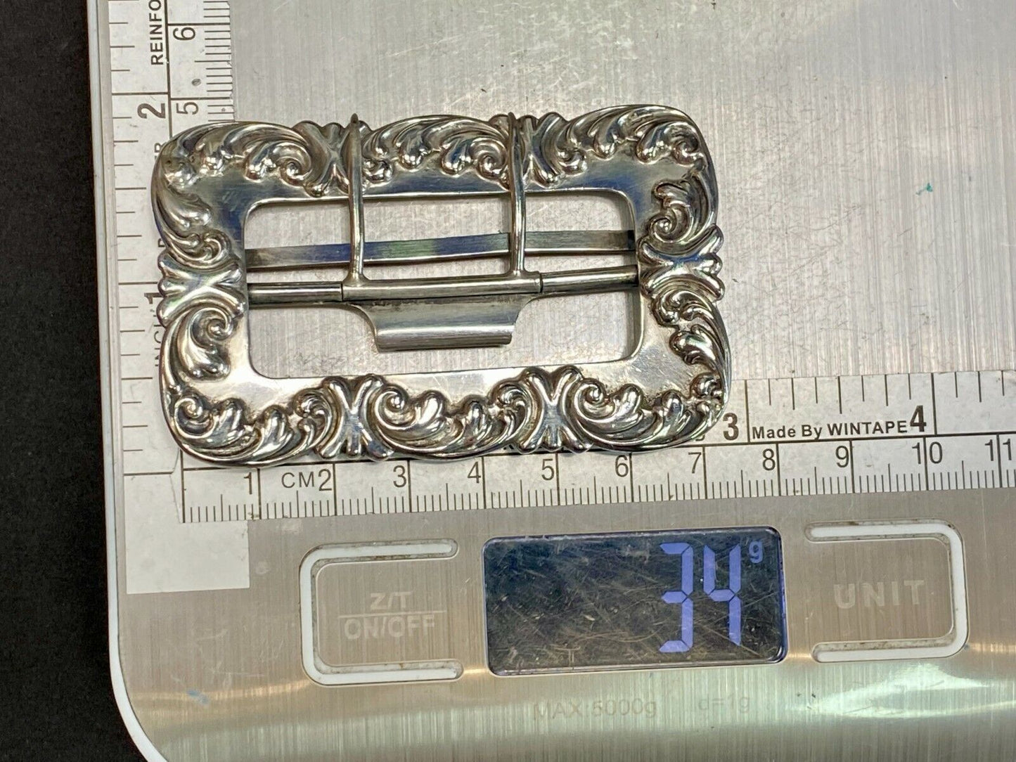Beautiful Sterling 182 Silver Silver Navajo? Hallmarked Dual Prong Belt Buckle