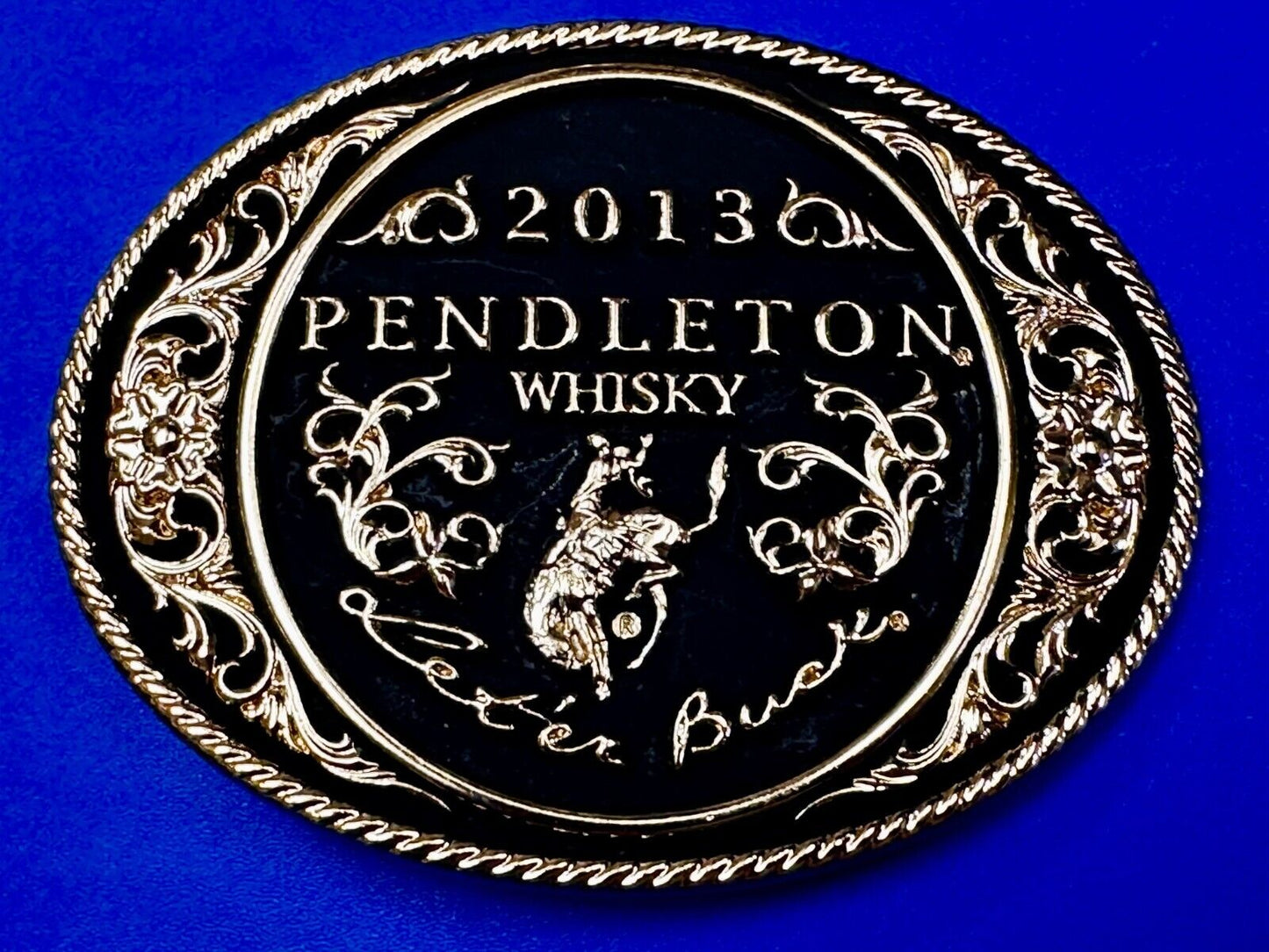 2013 Pendleton Whiskey Let'er Buck Rodeo Cowboy Montana Silversmiths Belt Buckle
