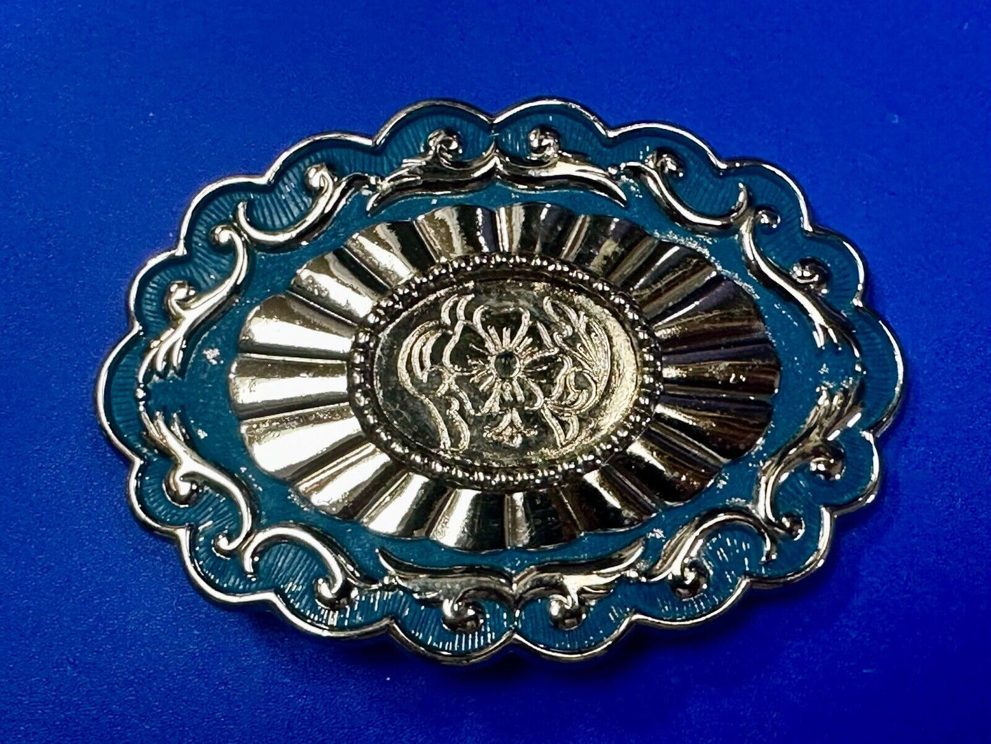22 x 30 mm Silver & Blue Blank Belt Buckle TO GLUE Your Cabochon Gem Stone