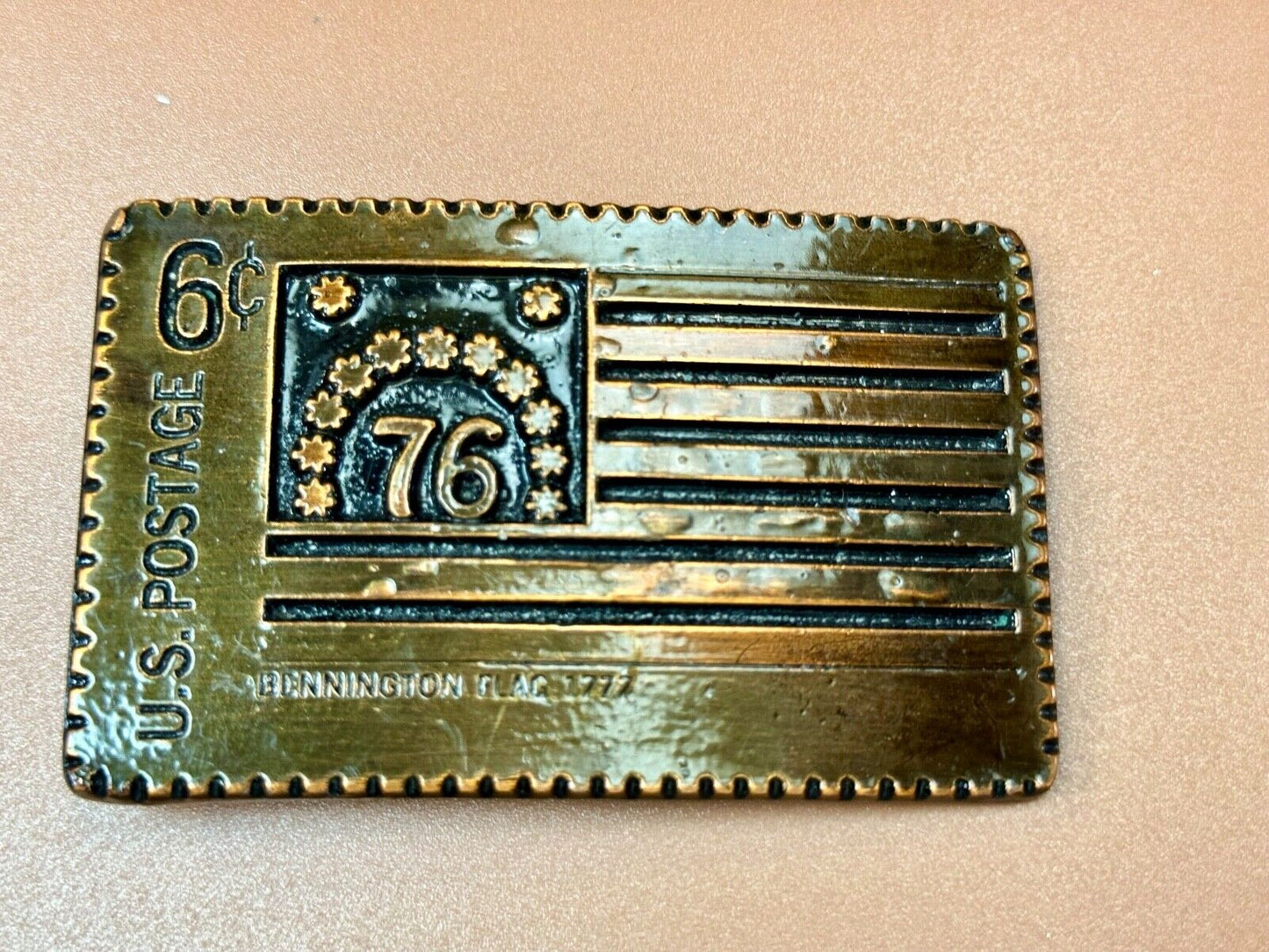 US STAMP Bicentennial celebration America figural belt buckle by Oden