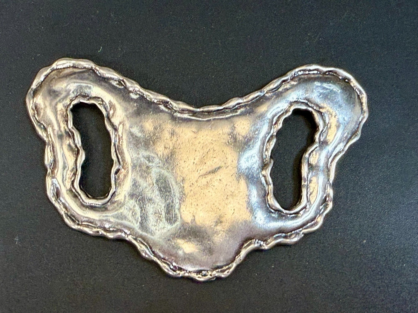 Textured Metal Statement Silver Tone Hippy Vibe Large Scarf Belt Slide Buckle
