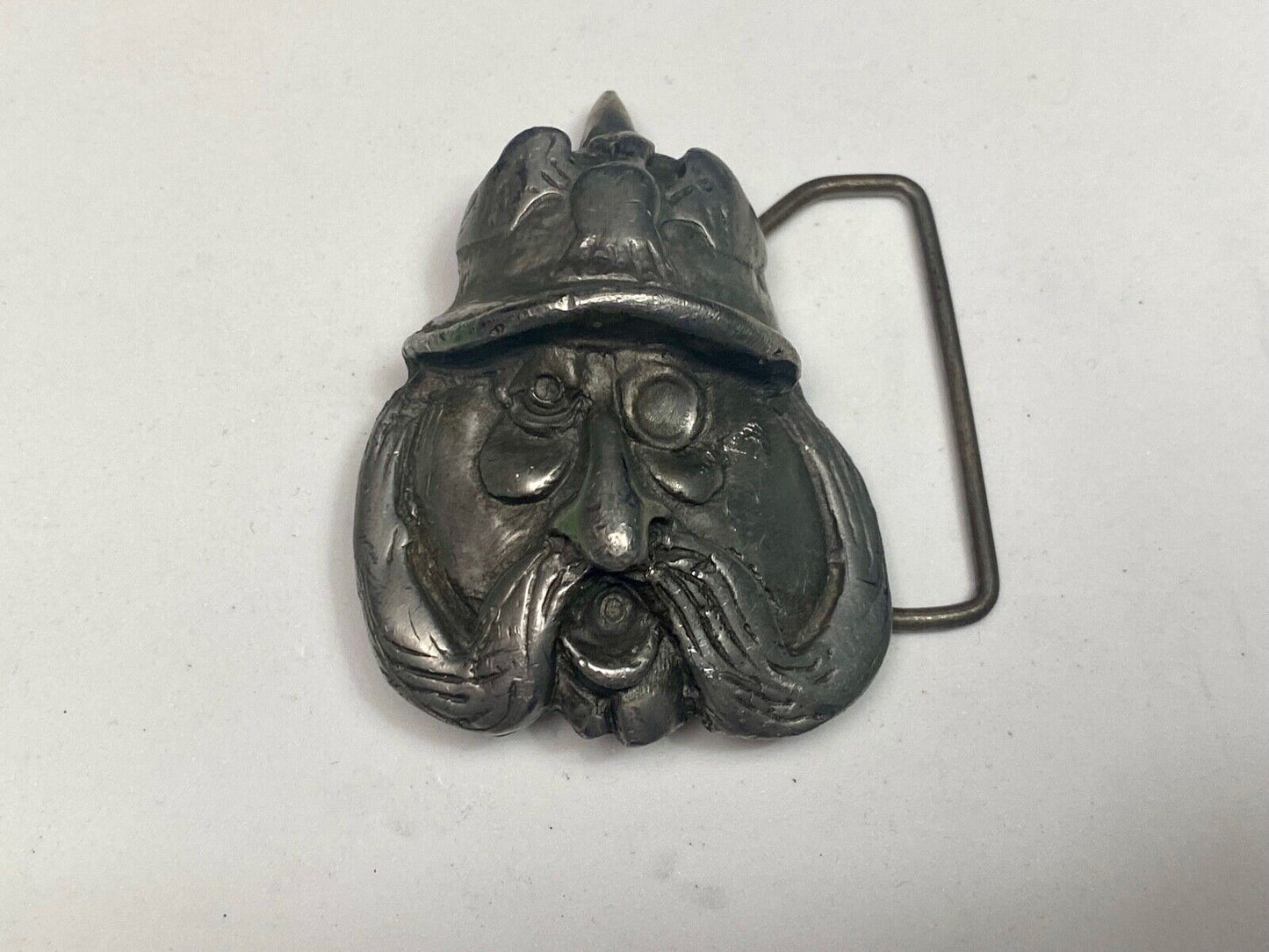 Vintage Head Herman Black Belt Buckle Art Nouveau Singing! Indiana Metal Craft