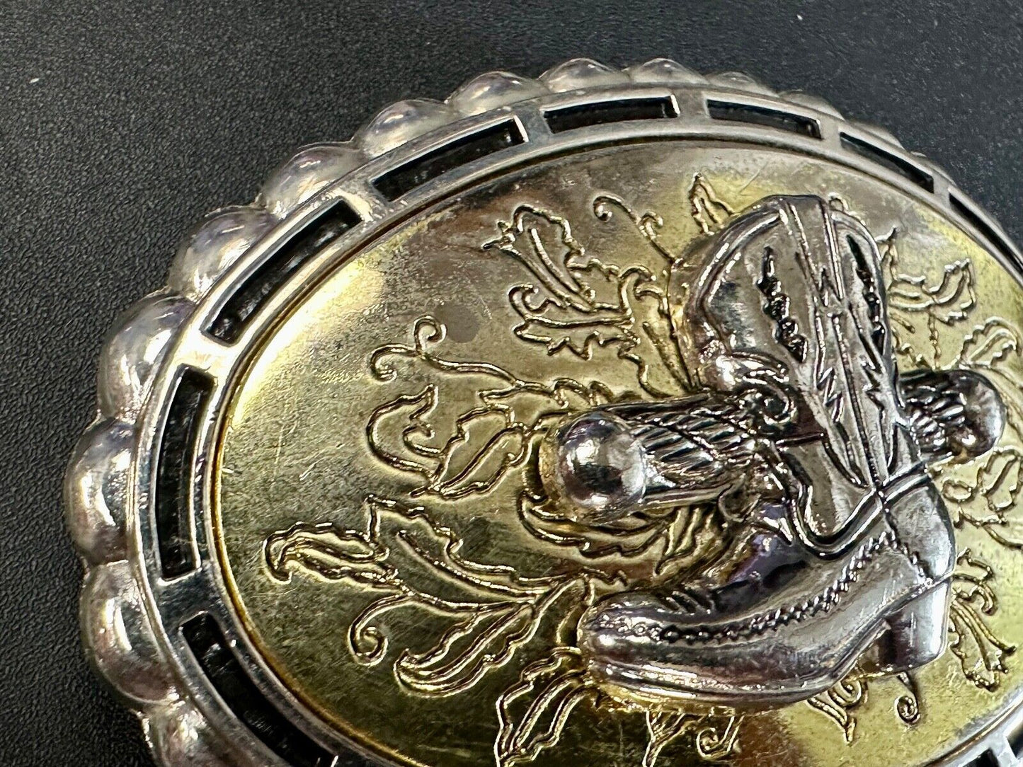 Unique! Cowboy boot and Fence Log - ornate western oval belt buckle