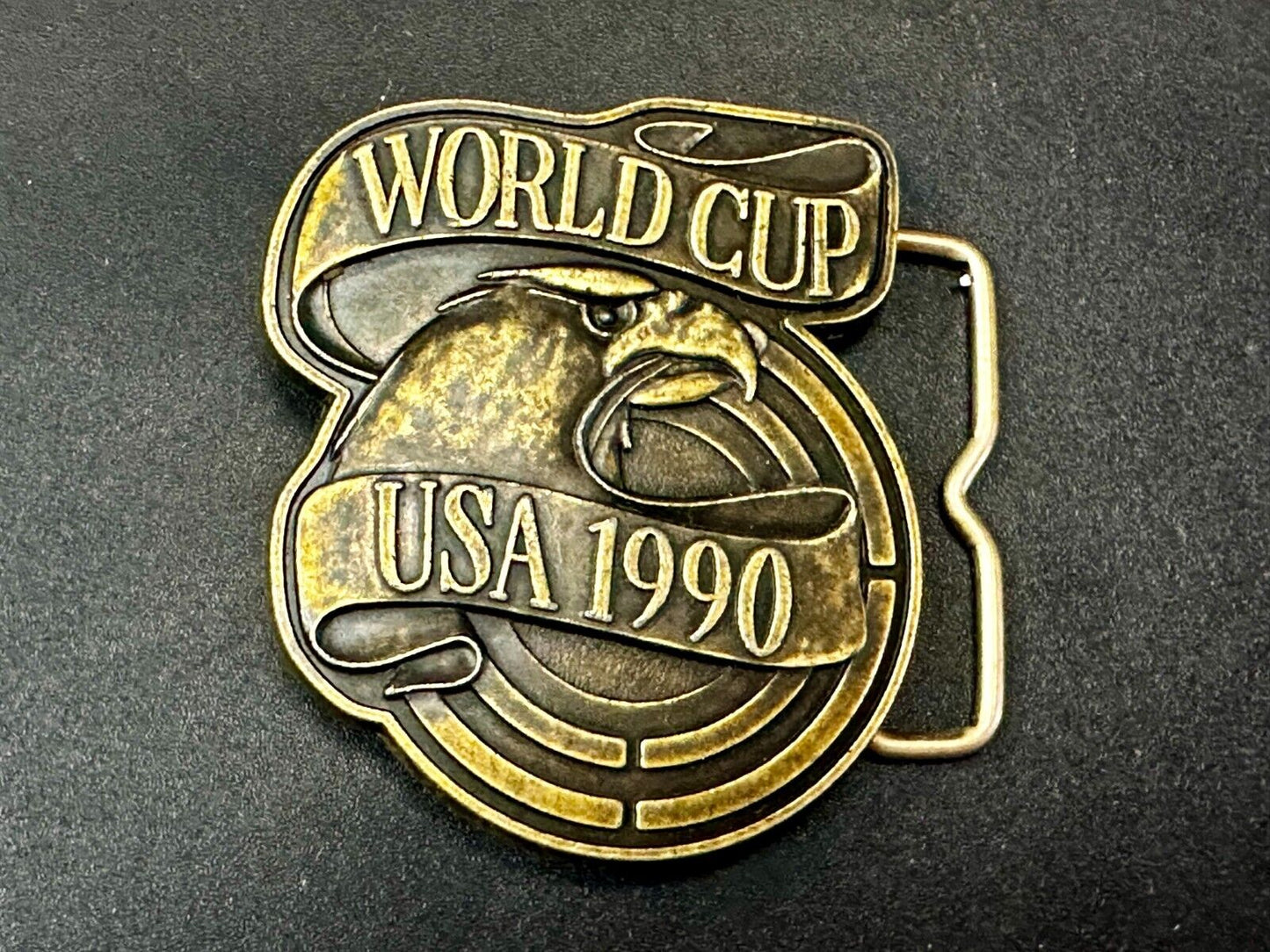 1990 USA World Cup Belt Buckle Brass Tone Vintage USA Made Belt Buckle