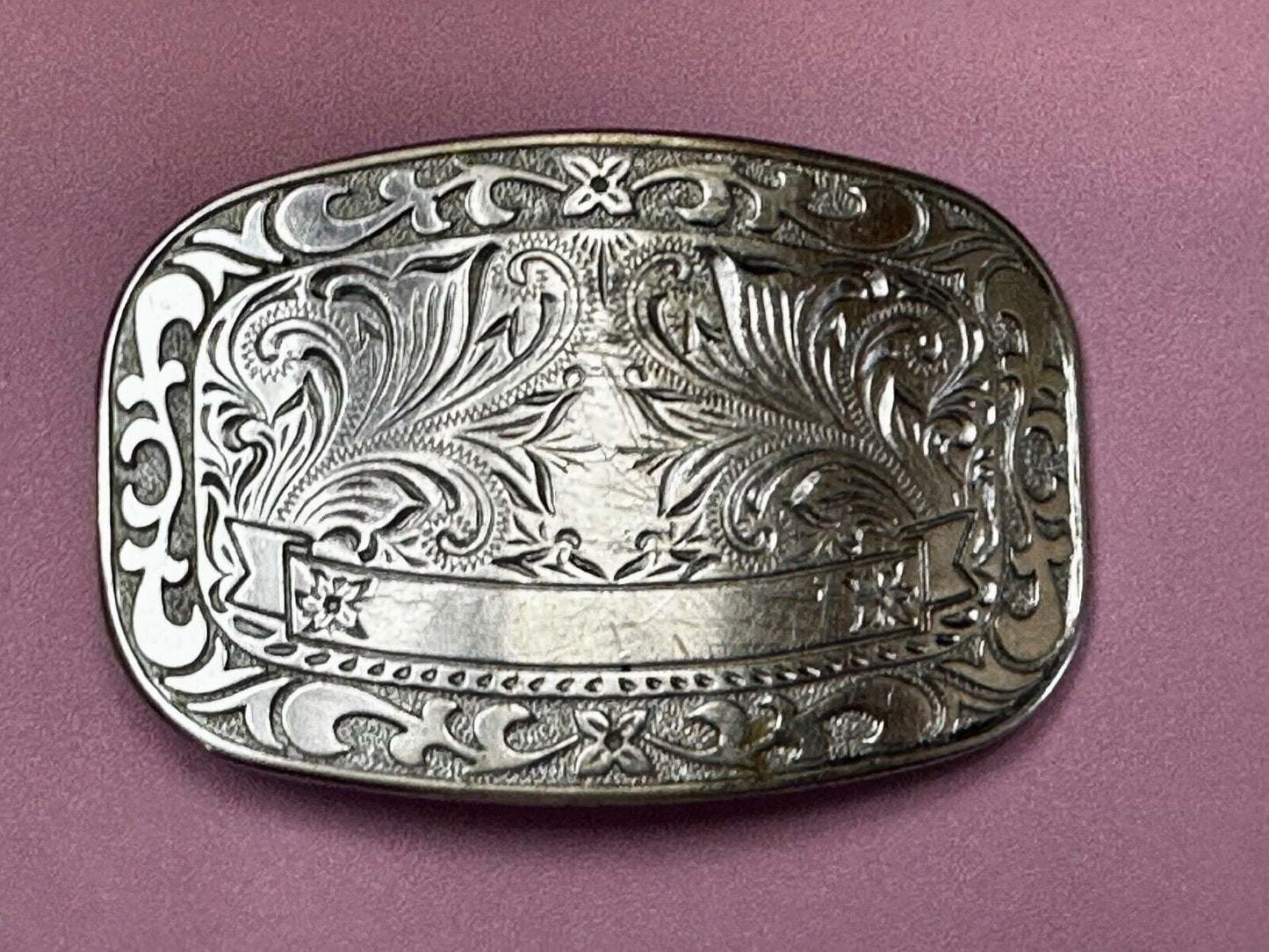 Vintage Blank Award Ribbon Rodeo Trophy Style Ornate Belt Buckle to engrave