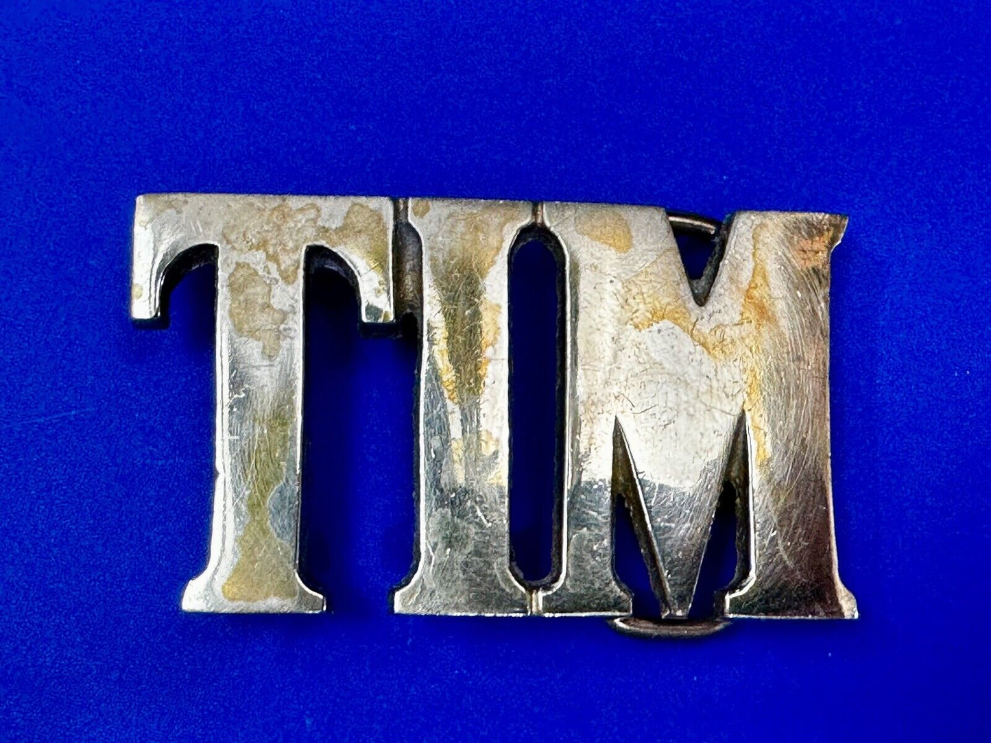 TIM - Custom Name cutout block letters Solid Brass Belt Buckle