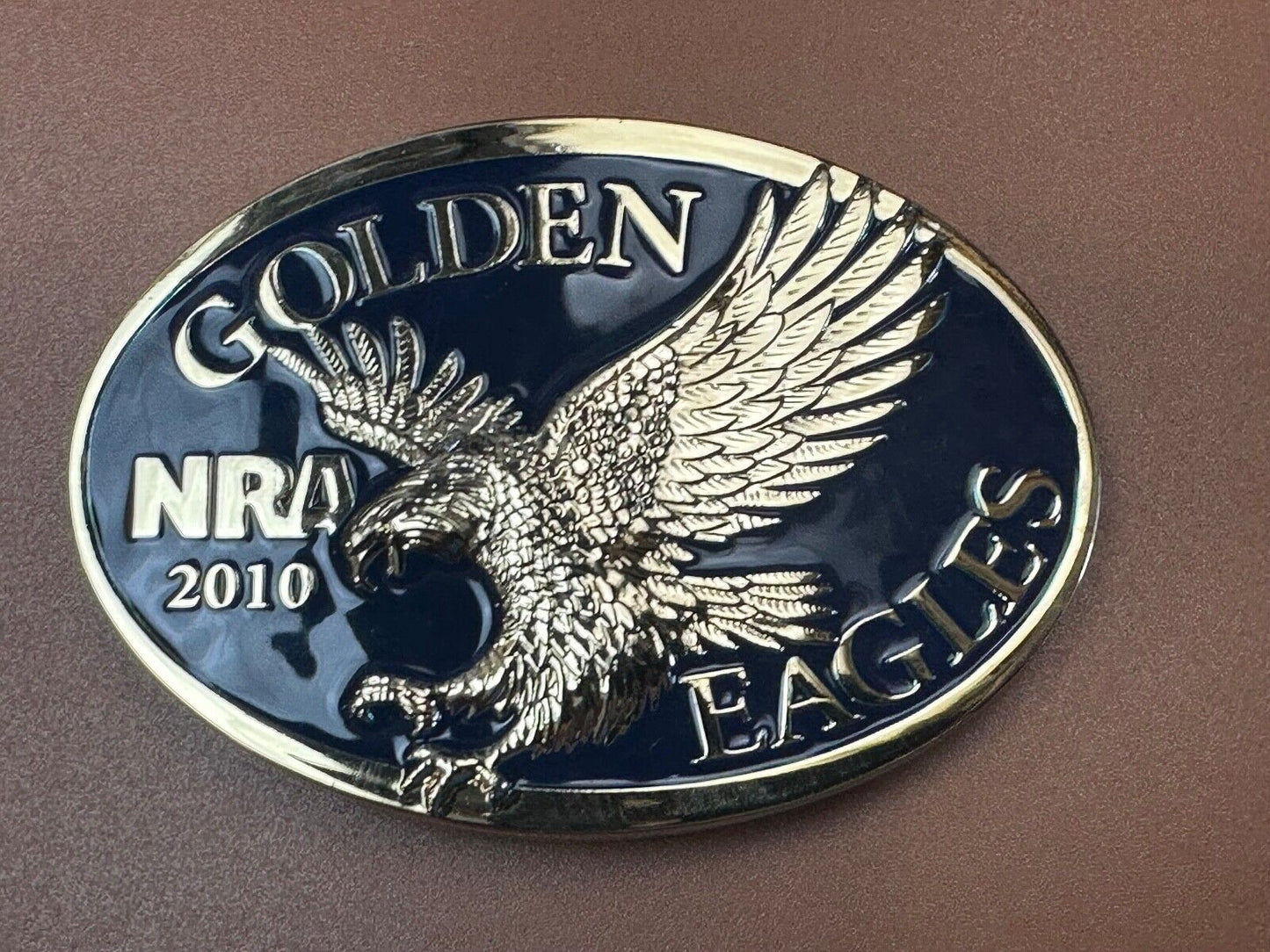 2010 Commemorative Golden Eagles NRA belt buckle in box - Vote Gun Rights