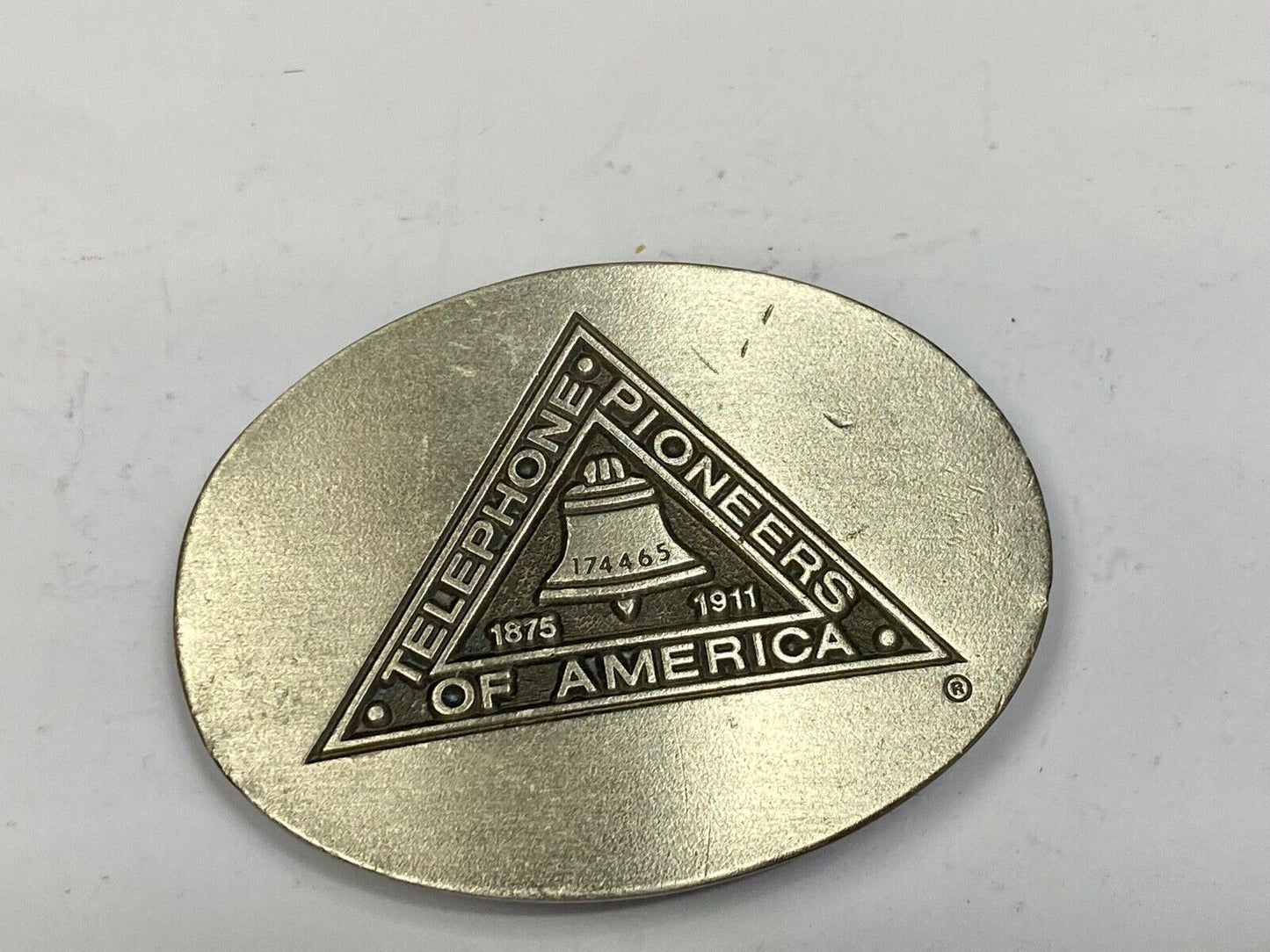 Telephone Pioneer of America Vtg. Telecommunications Commemorative Baron Buckle