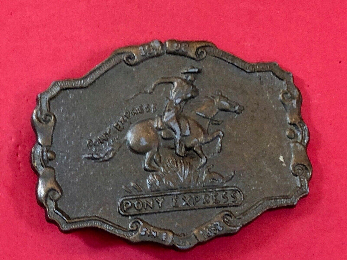 The Historic Providence Mint Pony Express Horse Rider Western Framed Belt Buckle