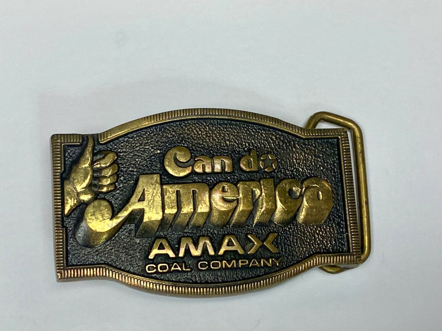 Amax Coal Surface Mining Miner Mine Can Do America Vintage Bts Belt Buckle