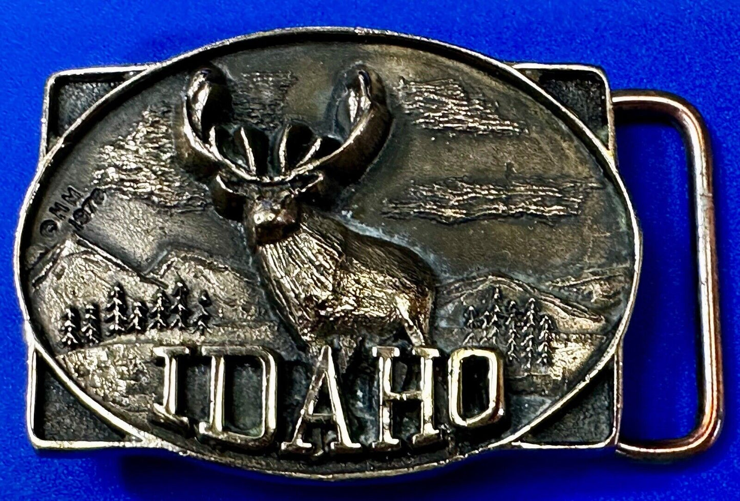 The State of Idaho Deer Buck Hunting Vtg. 1978 Small First Security Belt Buckle