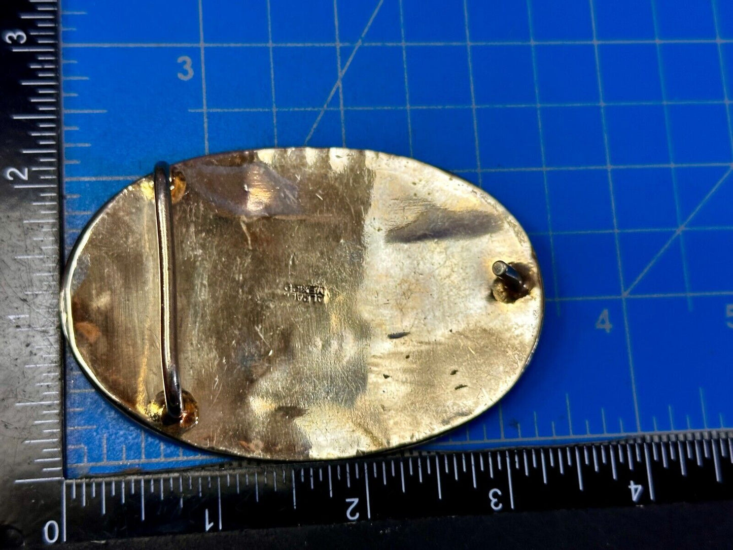 Artisan Natural Abalone Shell Vintage Belt Buckle Stamped Alpaca Mexico