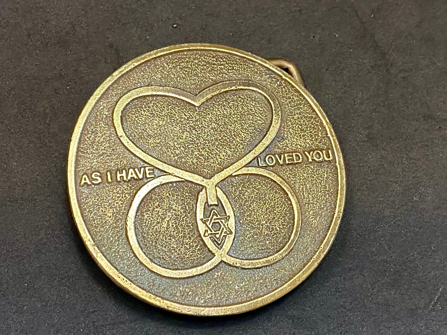 Vintage As I Have Loved You Heart Star Of David Belt Buckle