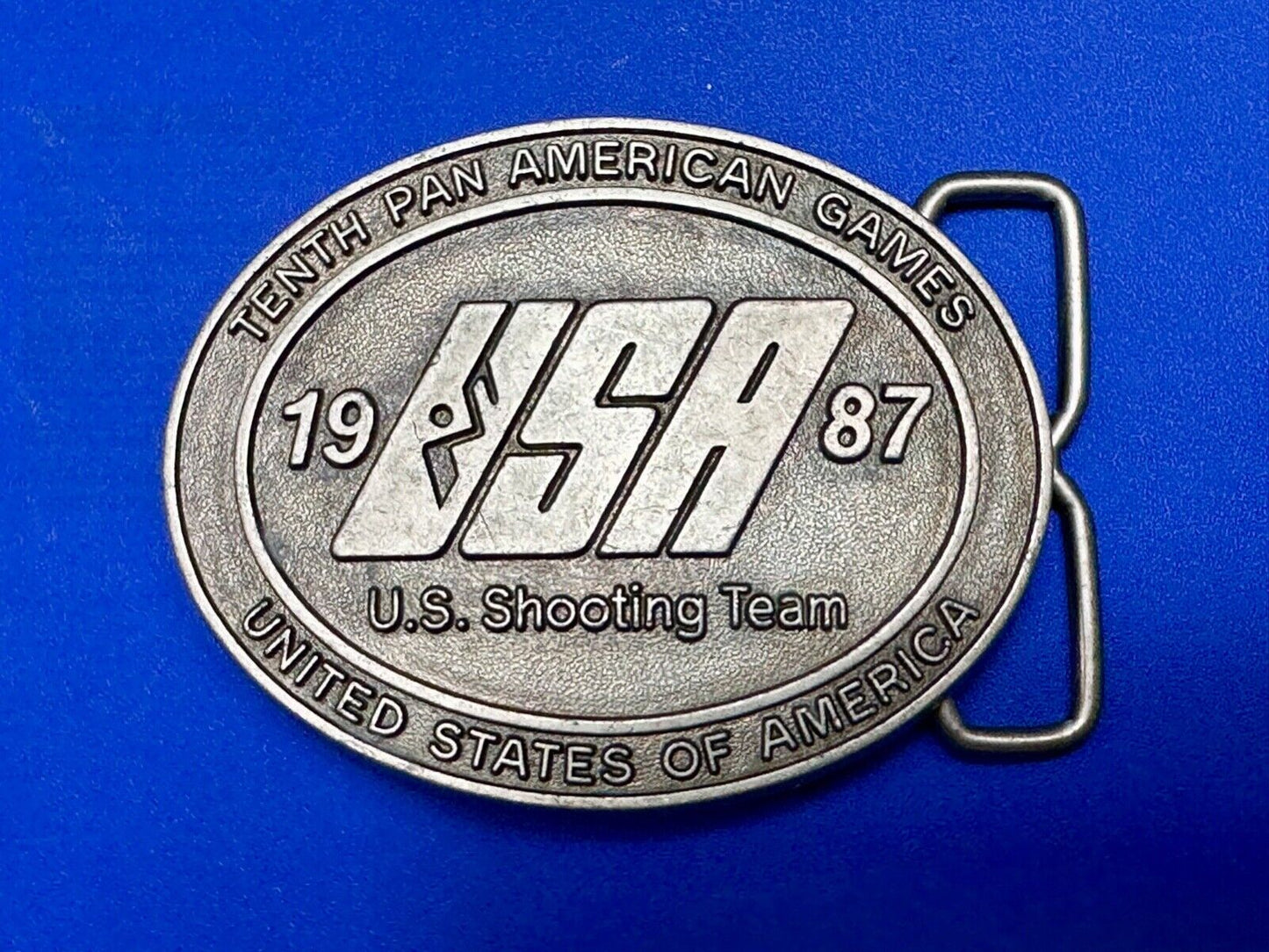 1987 US olympic shooting team olympics 10th Pan Am Games belt buckle