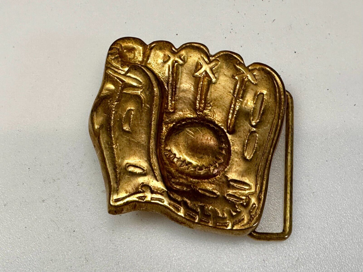 Baseball Glove Mitt Catching Ball Unique Sports Figural Solid Brass Belt Buckle