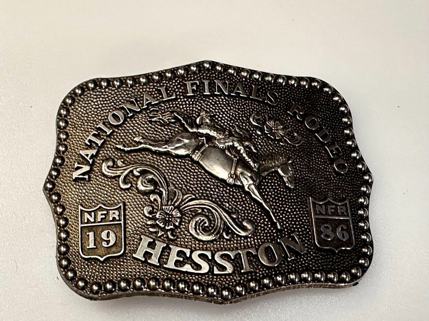 1986 Hesston NFR National Finals Rodeo Cowboys Western Belt Buckle