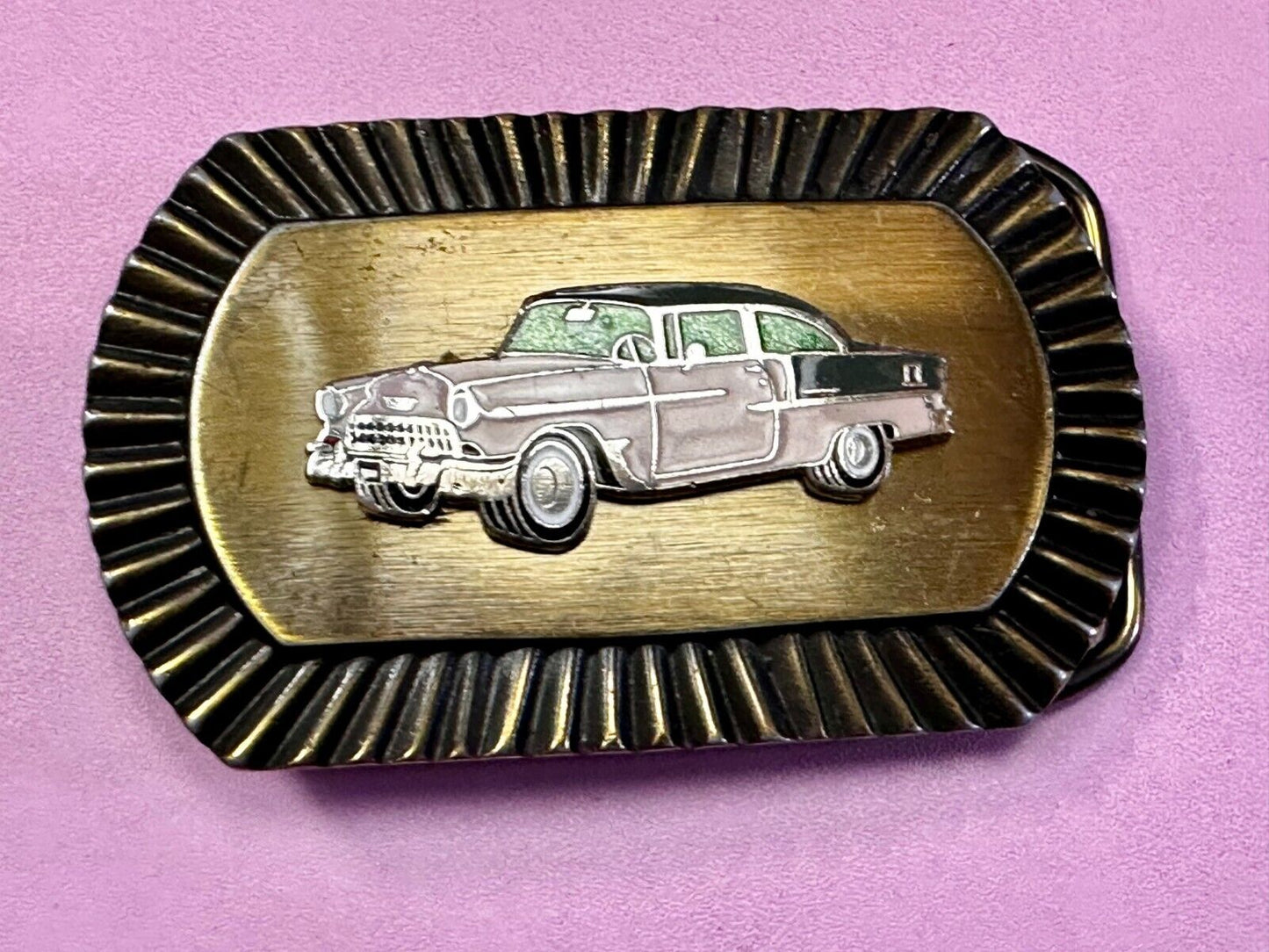 1955 Chevrolet Bel Air? Sport Coupe Model Centered Car Collectors W Belt Buckle