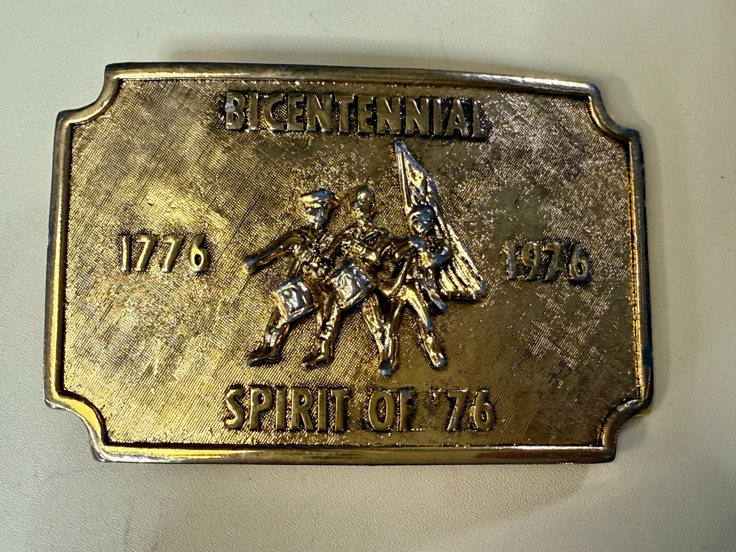 Bicentennial Spirit of America 1776-1976 Gold Color Commemorative Belt Buckle