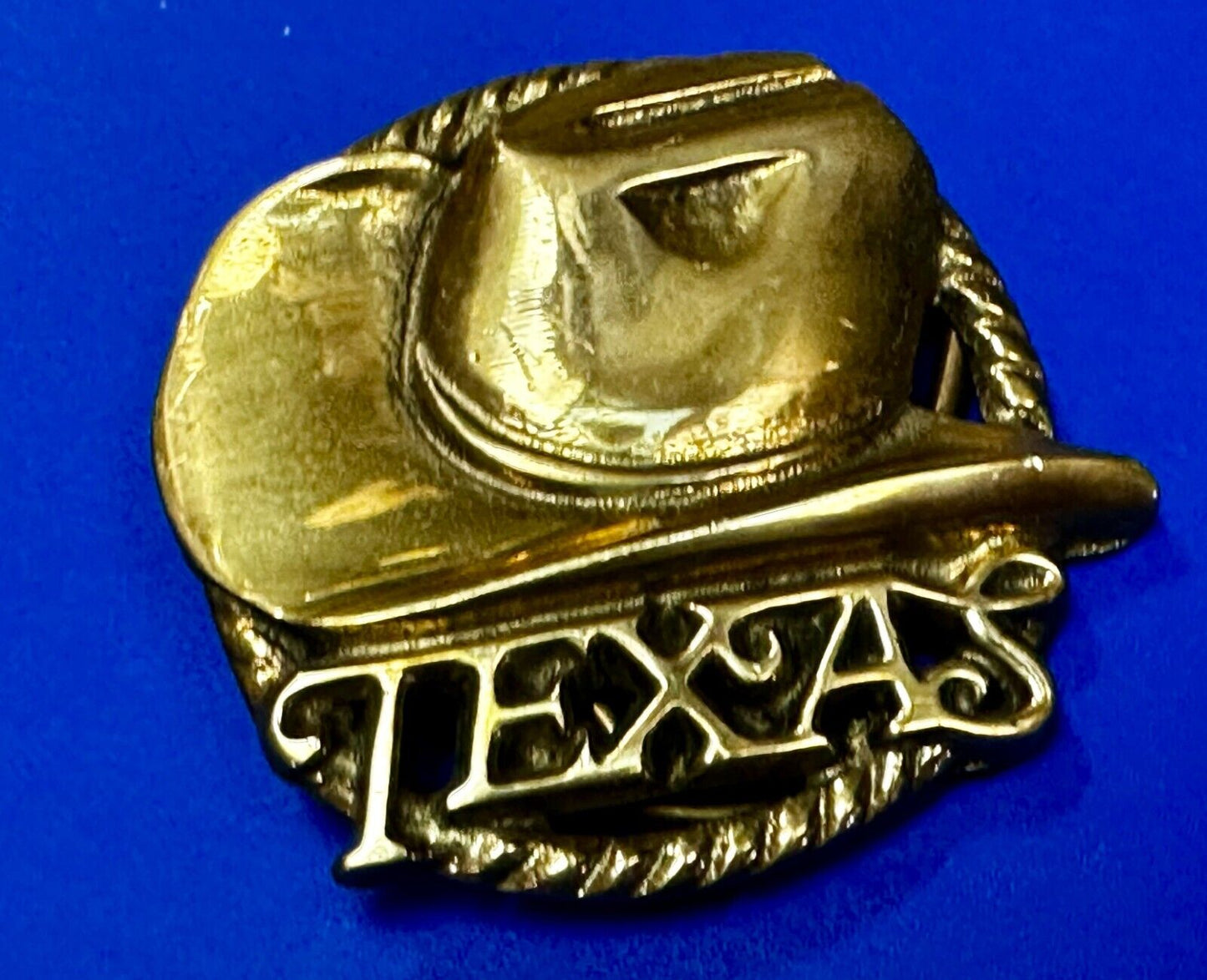 Texas State Cowboy Hat w/ Rodeo Cowboy Rope Vintage Western Cutout Belt Buckle