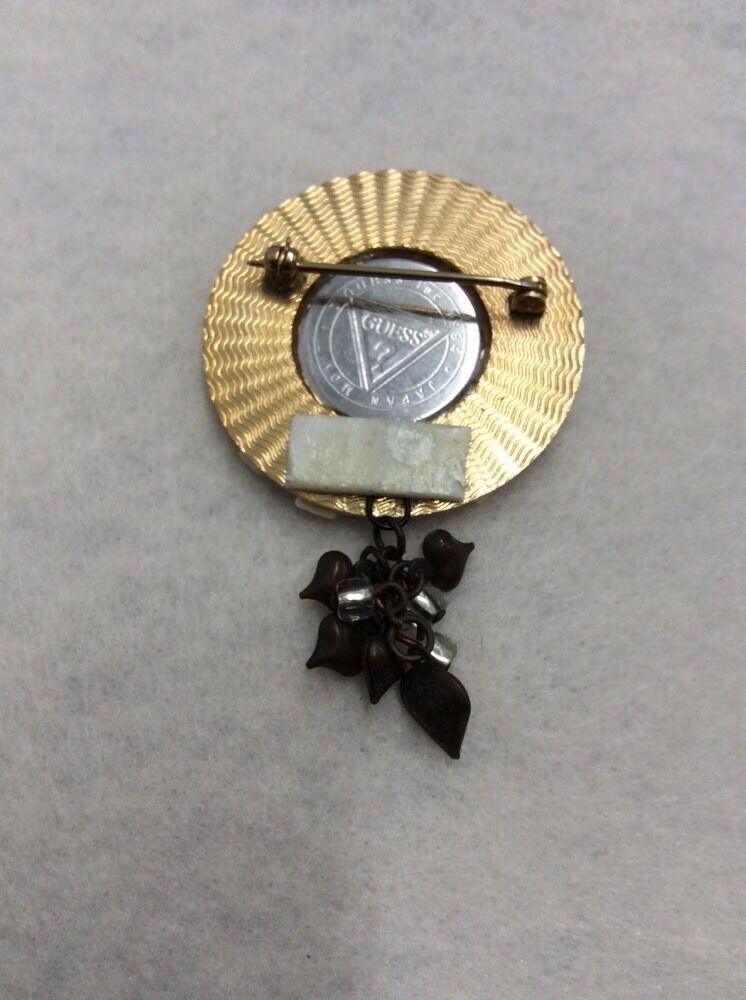 Unique Artisin Hat Flower Pin Broach From Gold Tone Guess Watch - interesting!