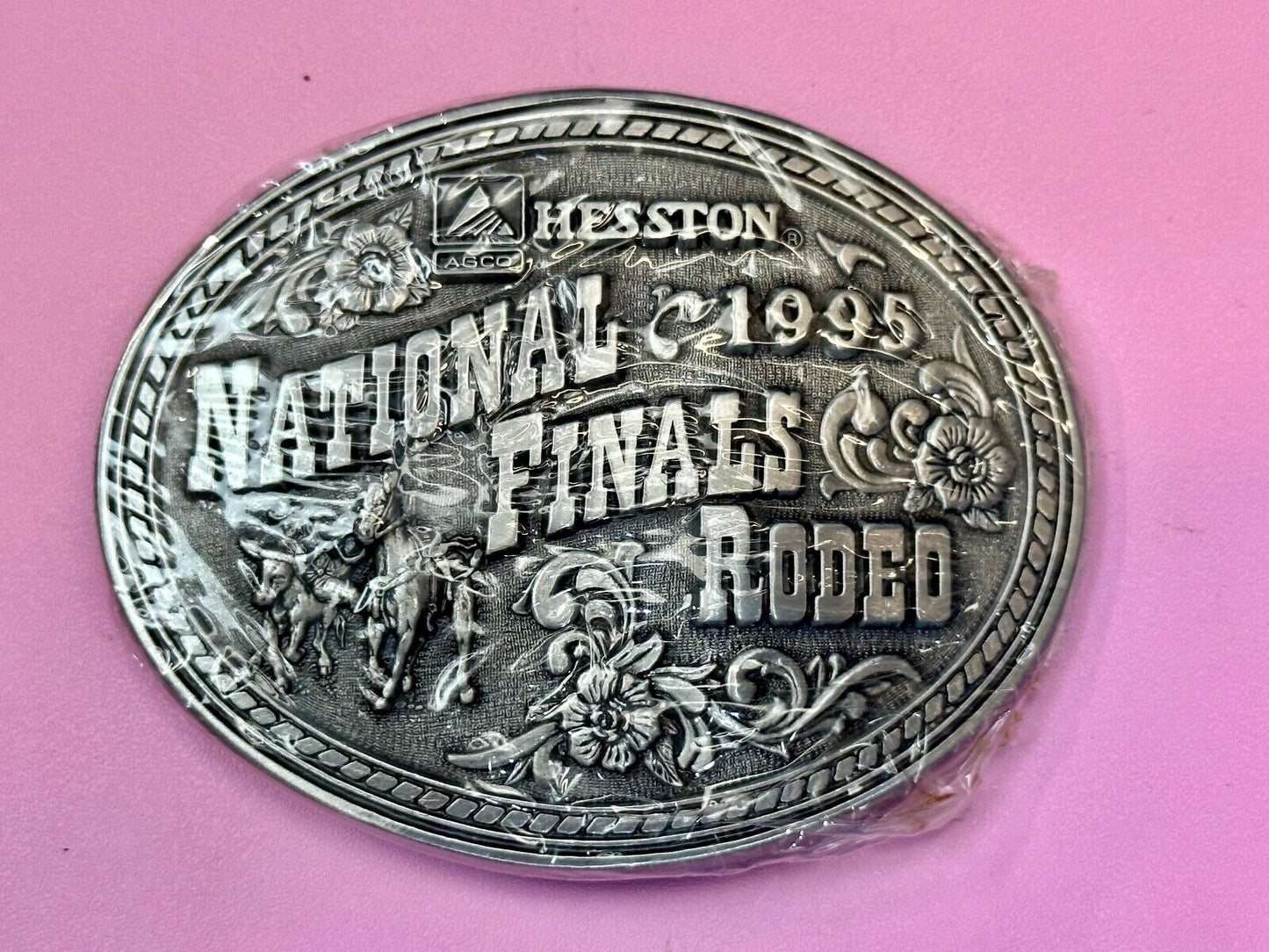 1995 Hesston National Finals Rodeo NFR Collector Award Design Medals Belt Buckle