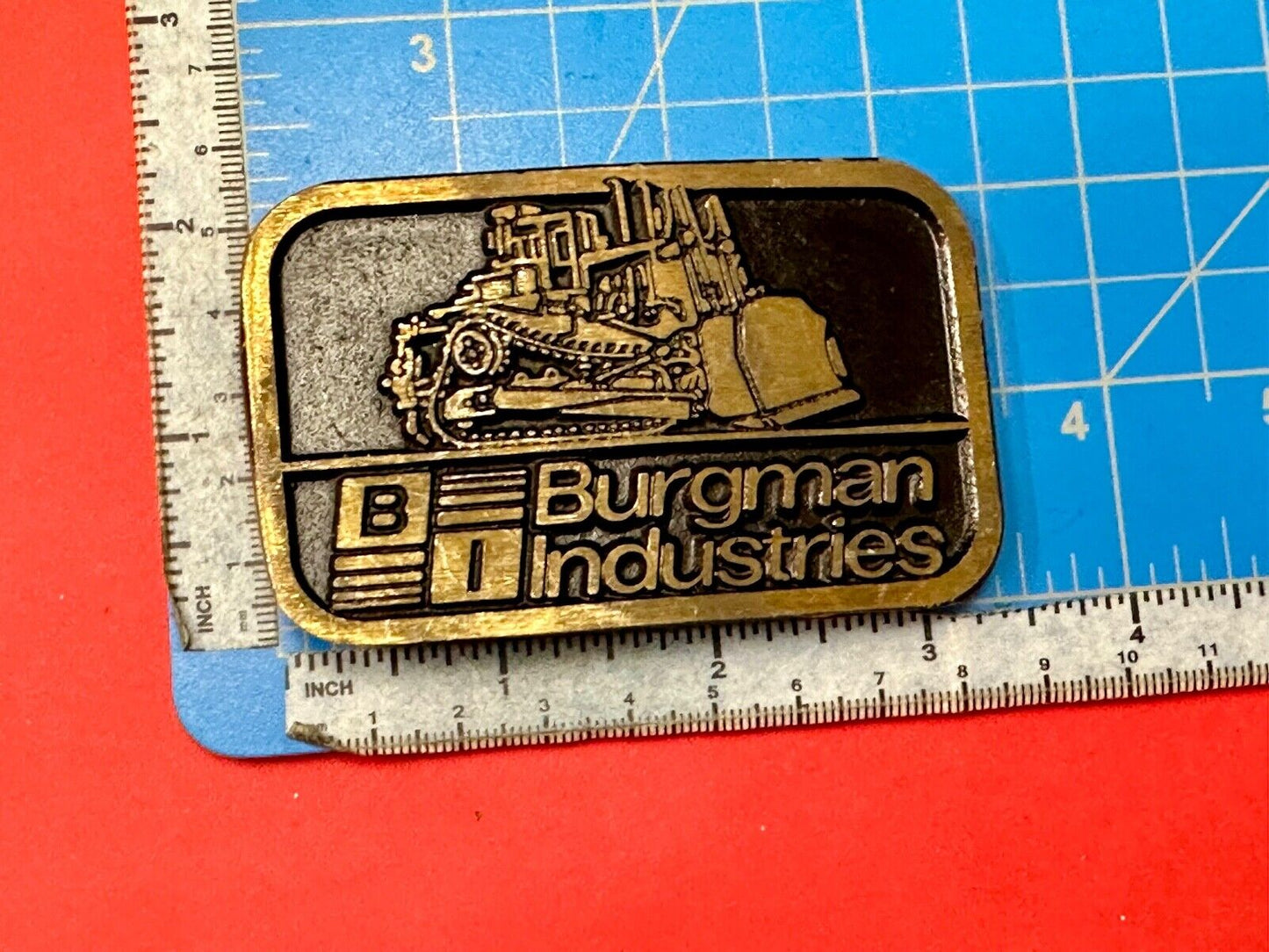 Vintage Burgman Industries Company Advertising brass Dynabuckle belt buckle