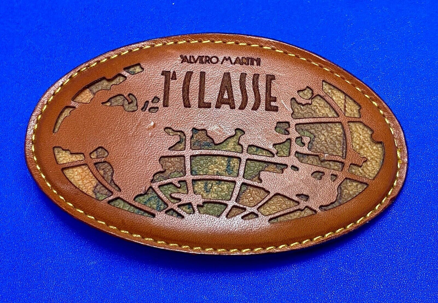 TILASSE Alviero Martini Leather Oval Snake Skin inlaid Belt Buckle made in Italy