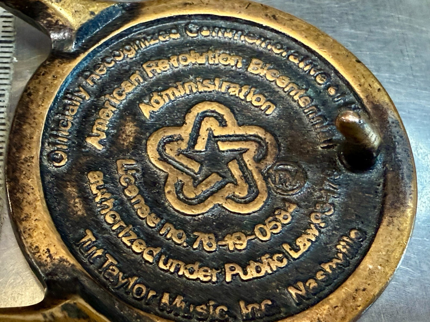 American Revolution Bicentennial Solid Brass Taylor Music Nashville Belt Buckle