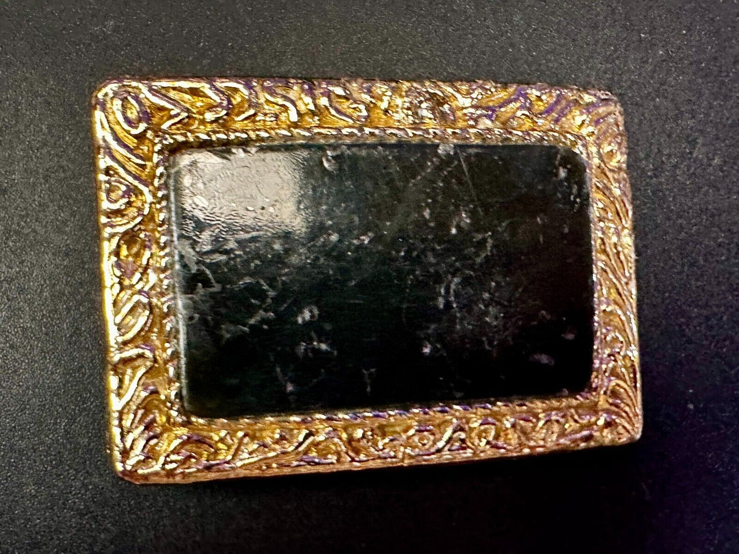 Vintage Artisan Handcrafted Cut & Polished Stone Slab In Gold Tone Belt Buckle