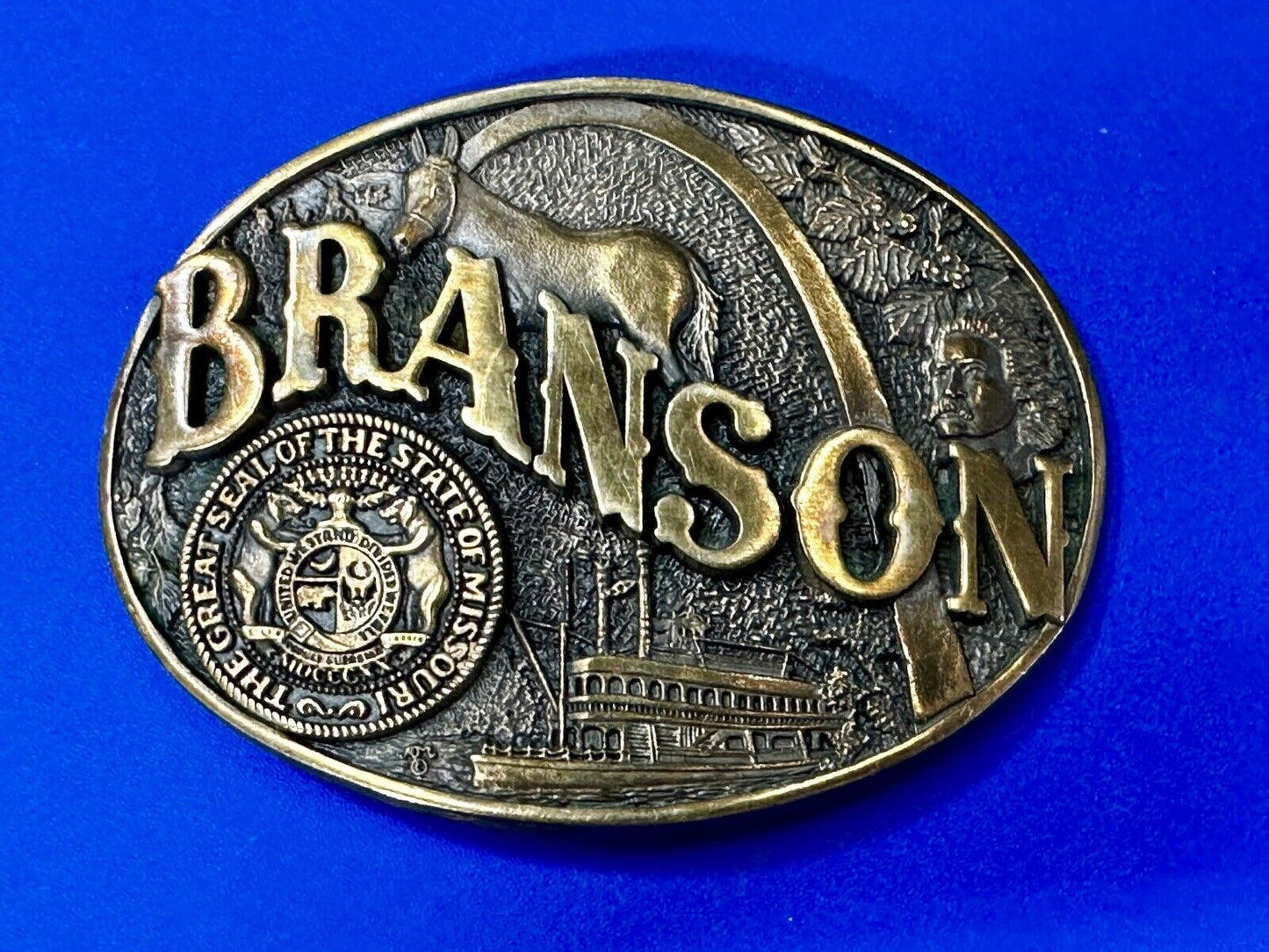 The Great Seal of the State of Missouri Branson Brass Commemorative Belt Buckle