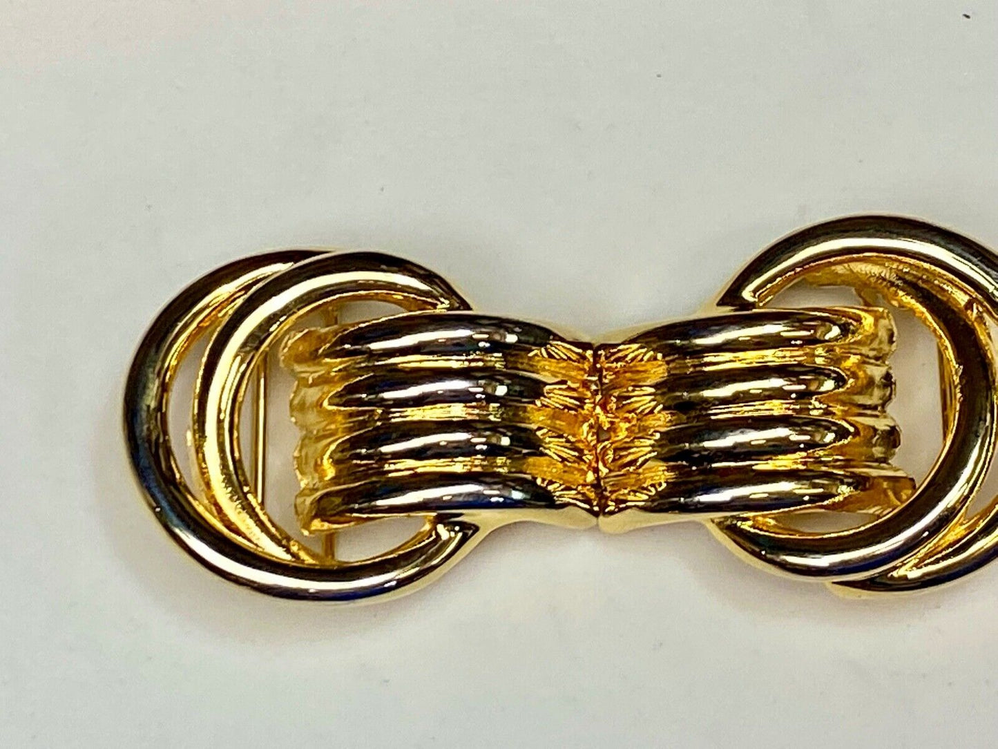 Vintage 2- piece interlocking dual knot ring pattern belt buckle by Dotty Smith
