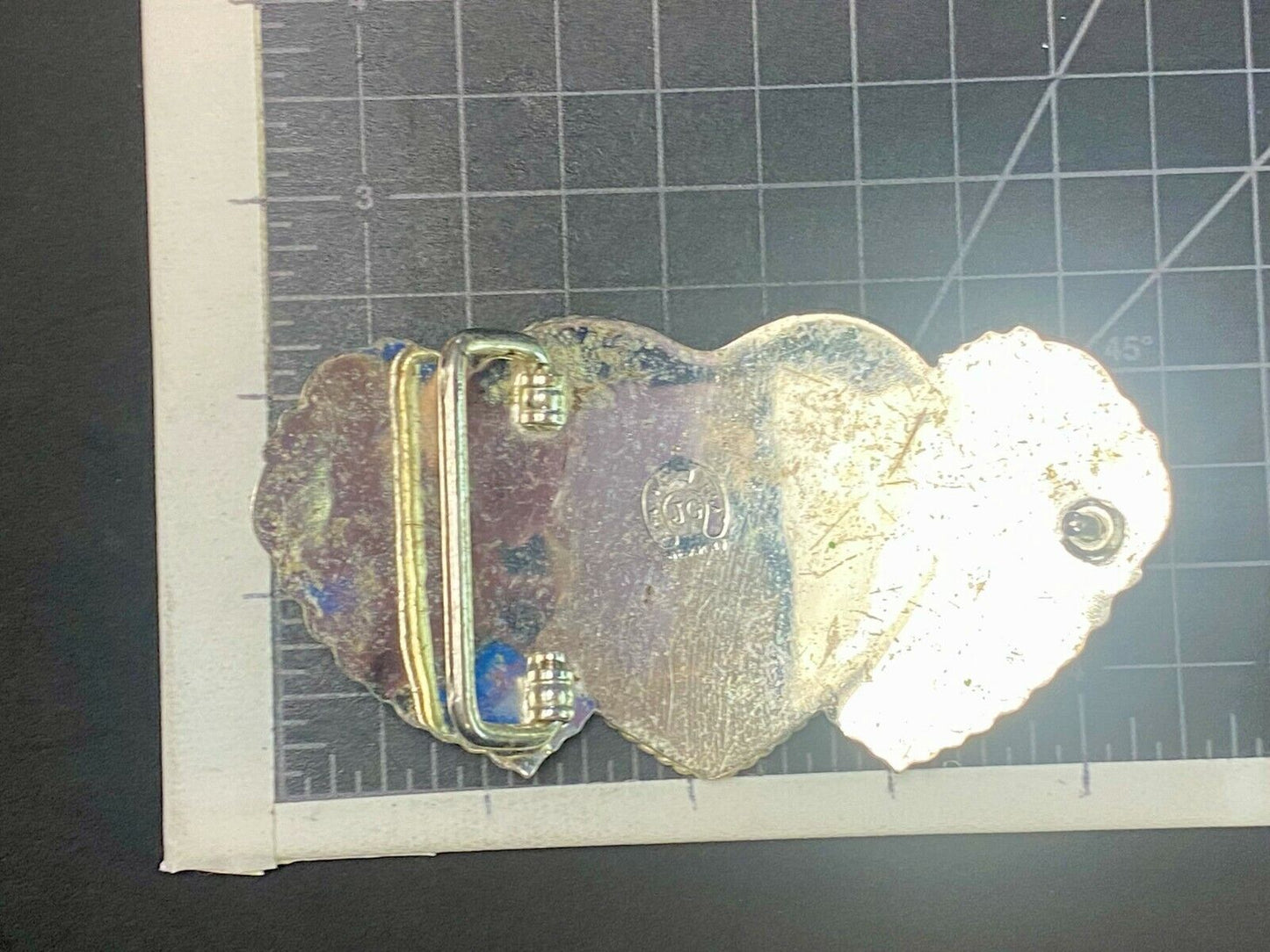 Three Hearts Flower Ornate Quality! Jg Hallmark Vintage Belt Buckle