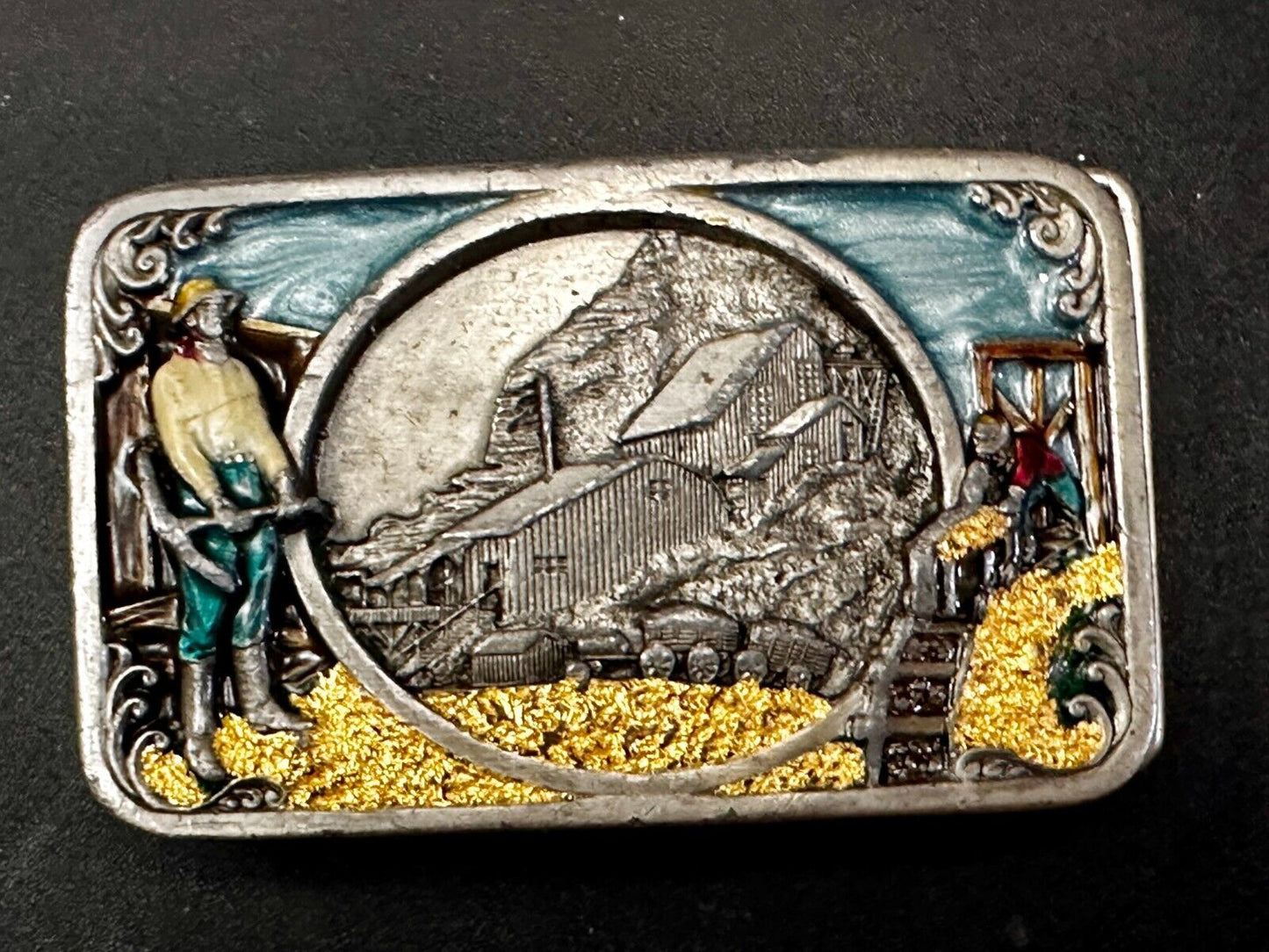 Underground Miners Processing Mill Historical Vintage 1983 Siskiyou Belt Buckle