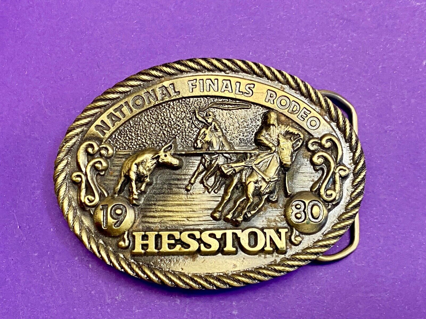 1980 Collectors Nfr National Finals Rodeo Hesston Belt Buckle